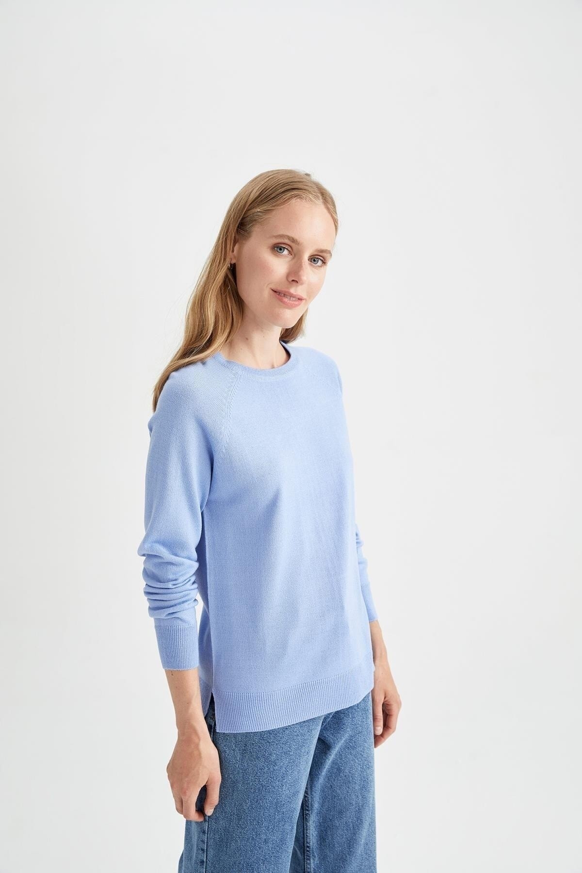 DeFacto Pullover Blau Regular Fit
