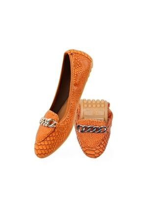 Orange Elegance Dragon Snake Kadın Katlanabilir Babet Ayakkabı BB24063