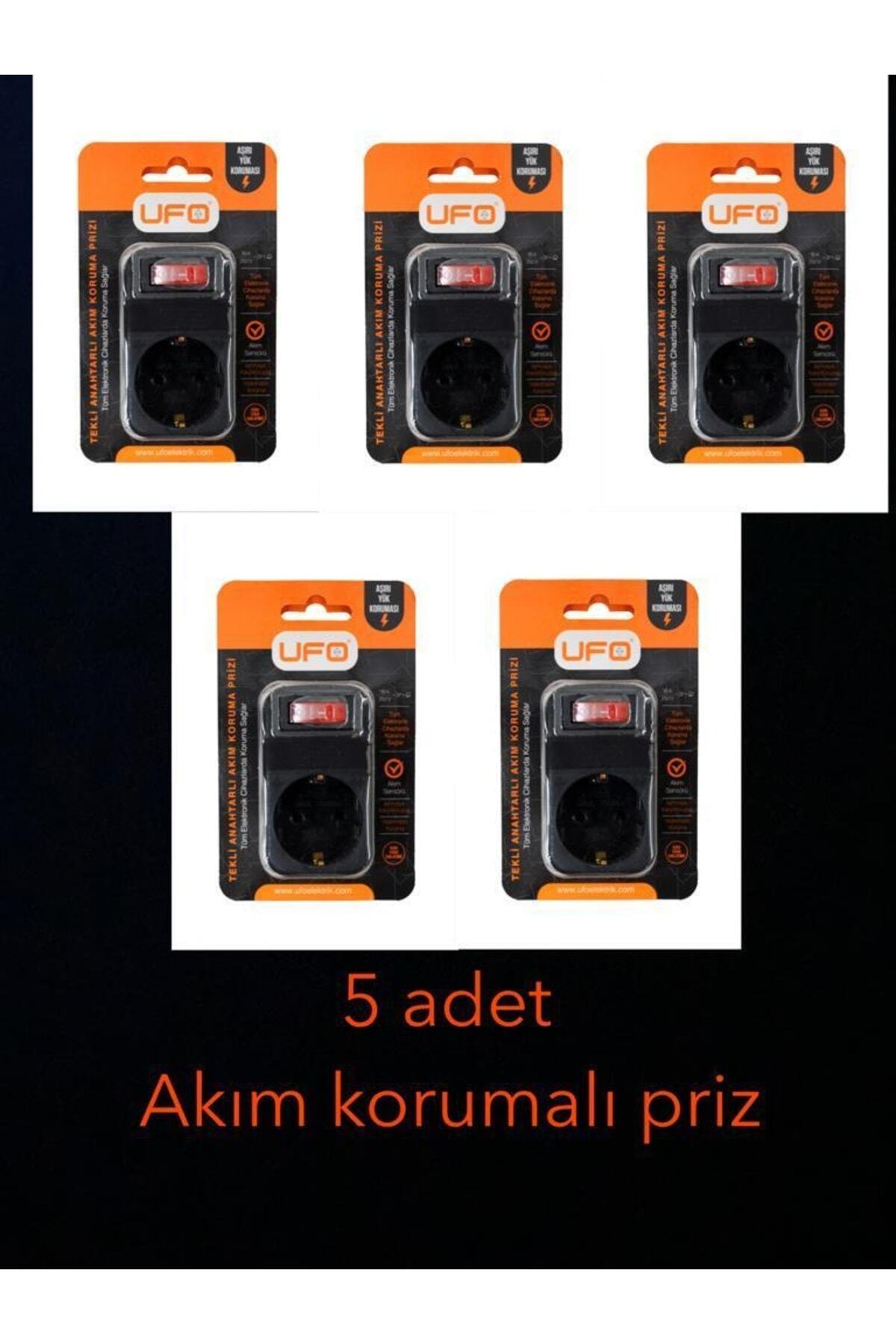 UFO Akım Korumalı Priz Siyah 5 Adet