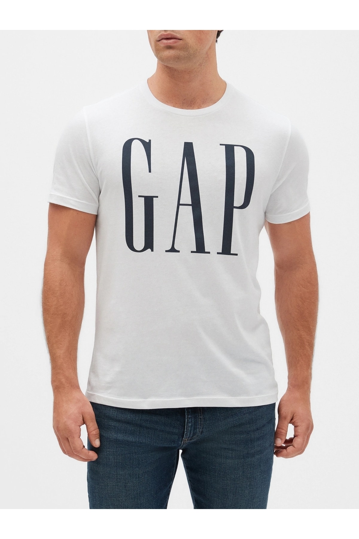 GAP Erkek Beyaz Logo Kısa Kollu T-shirt