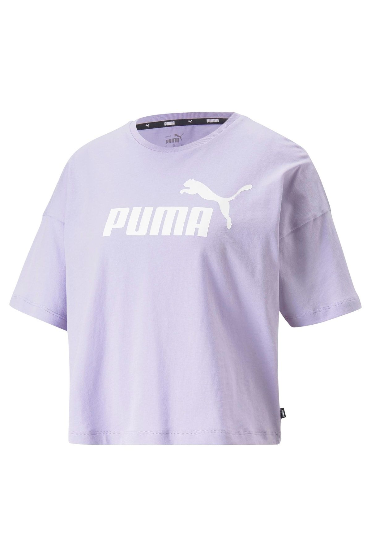 Puma Ess Cropped Logo Tee Lilac Women's Short Sleeve T-shirt - Trendyol