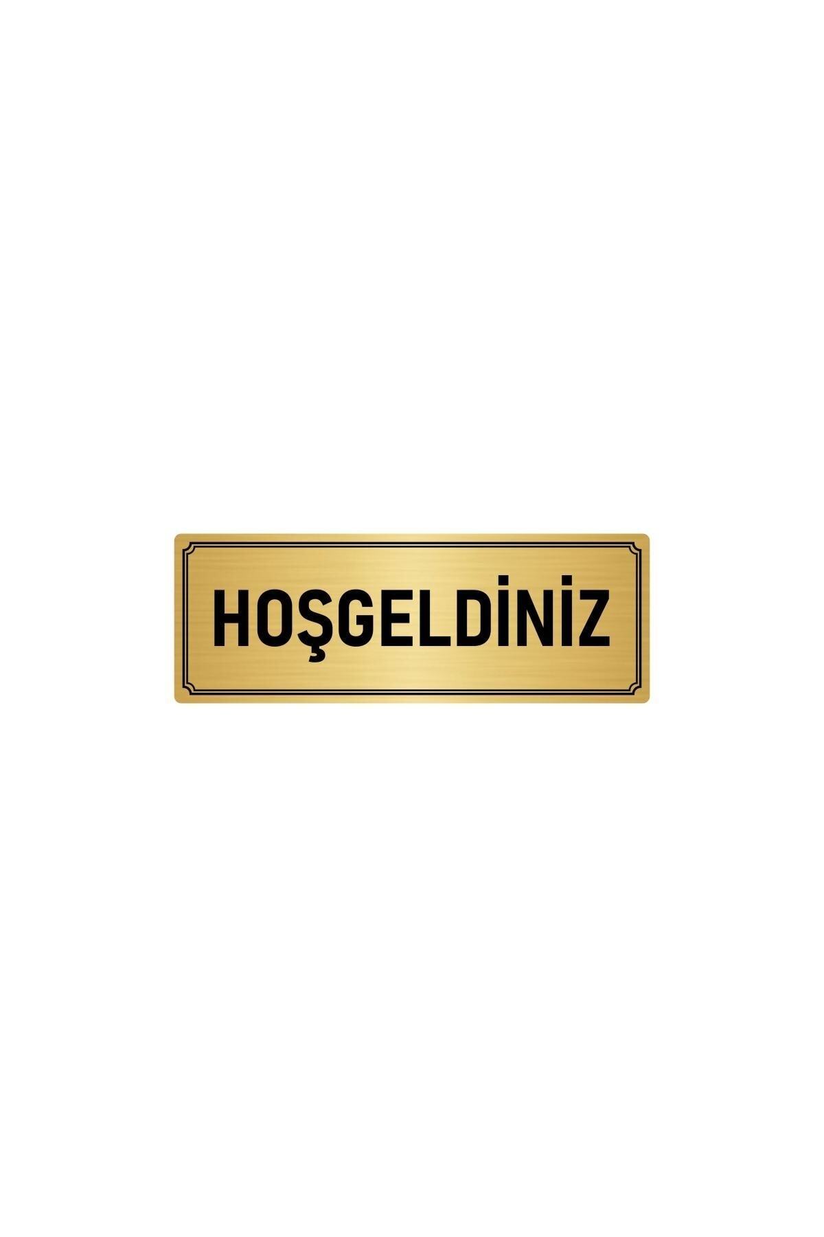 Metal Orientation Plate, Department Door Noun Welcome 10x20 Cm Gold Color