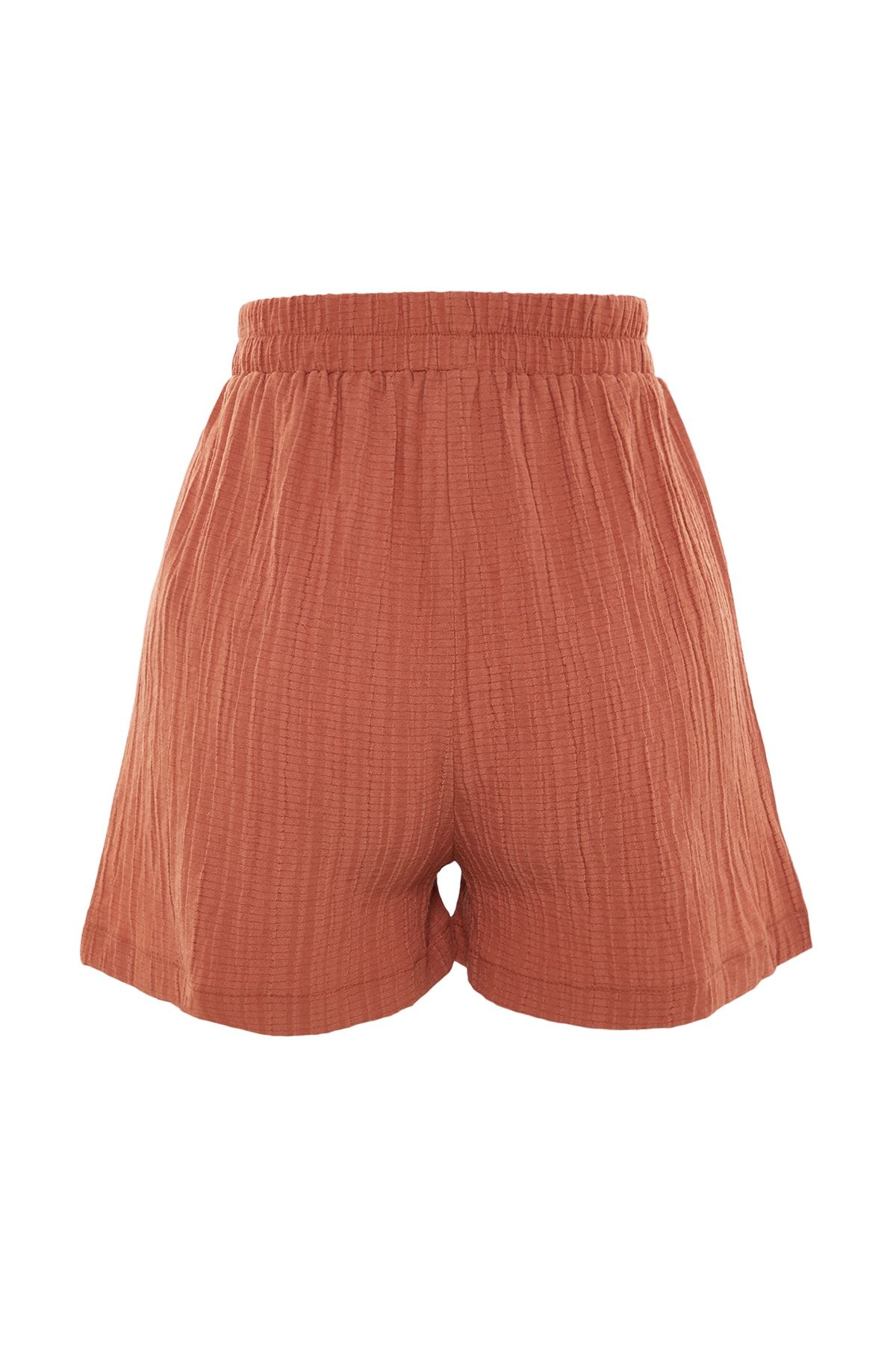 Trendyol Collection-Hnědé tkané plážové šortky a bermudy TBESS23SR00018 8