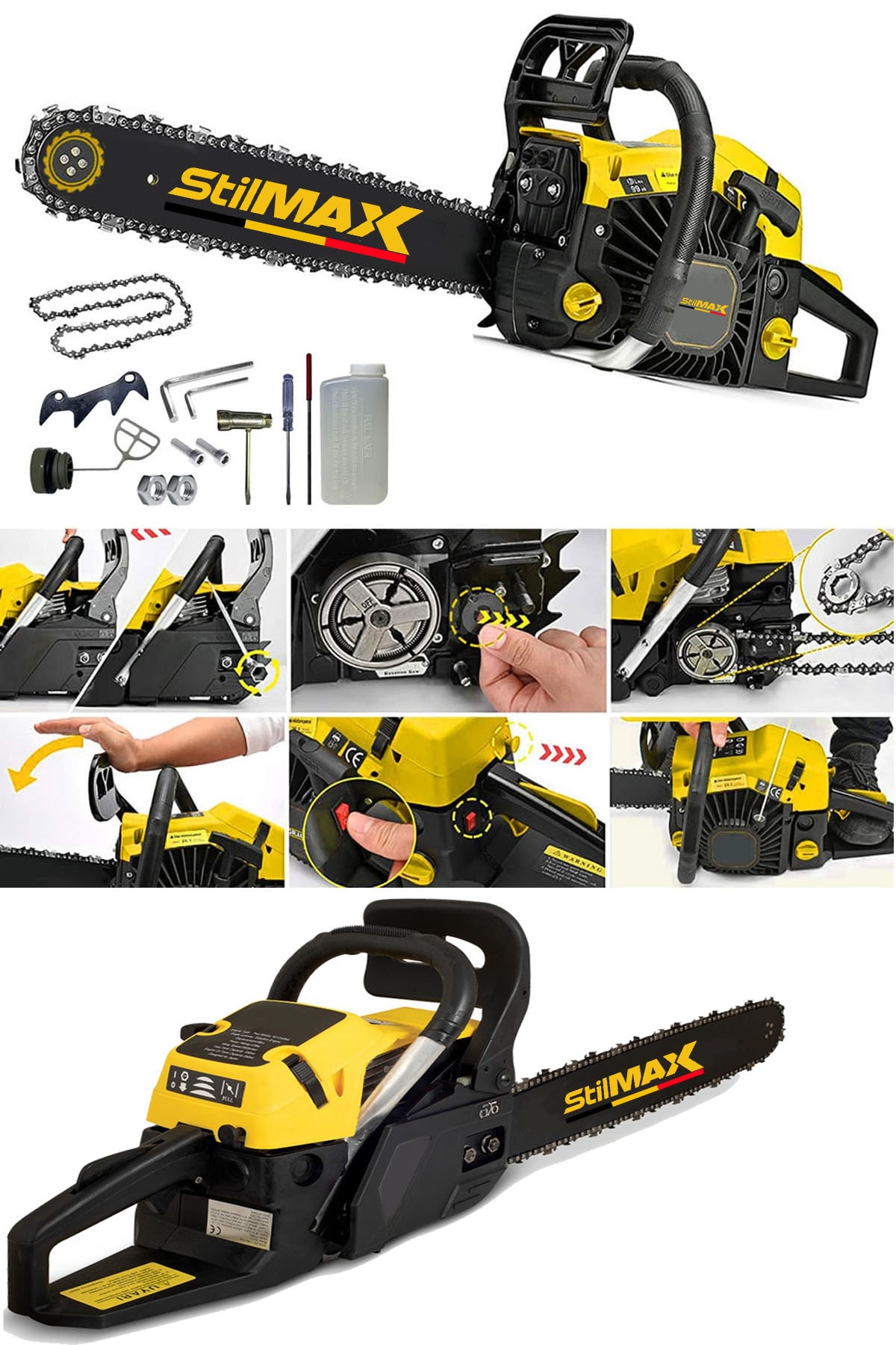 STILMAX Stl9500 Benzinli Ağaç Motorlu Testere Magnezyum Karter 50 cm Pala Orman Motoru