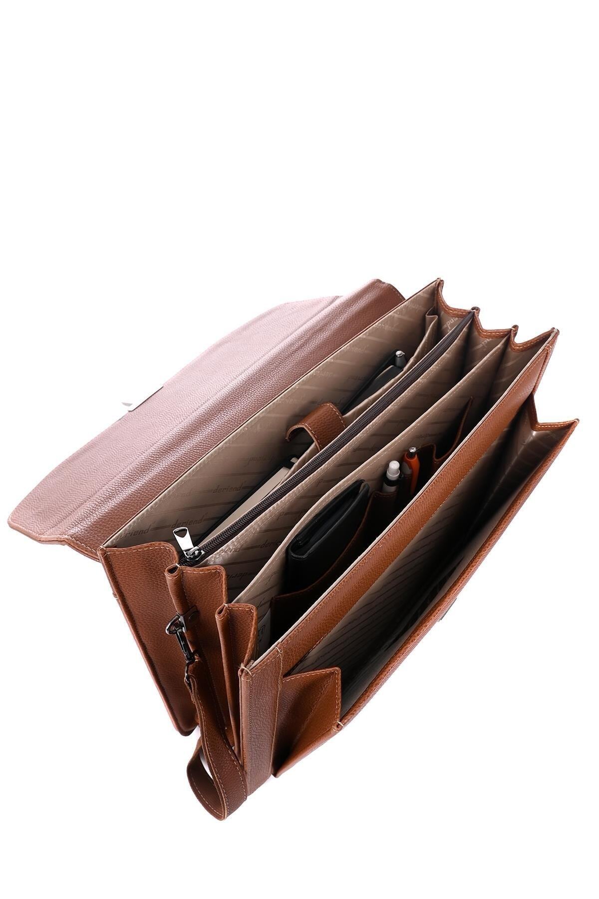 DERİEND  2010 15.6 Inç Laptop Bölmeli A4 Ve Dosya Uyumlu Evrak Çantası Taba - Görsel 7