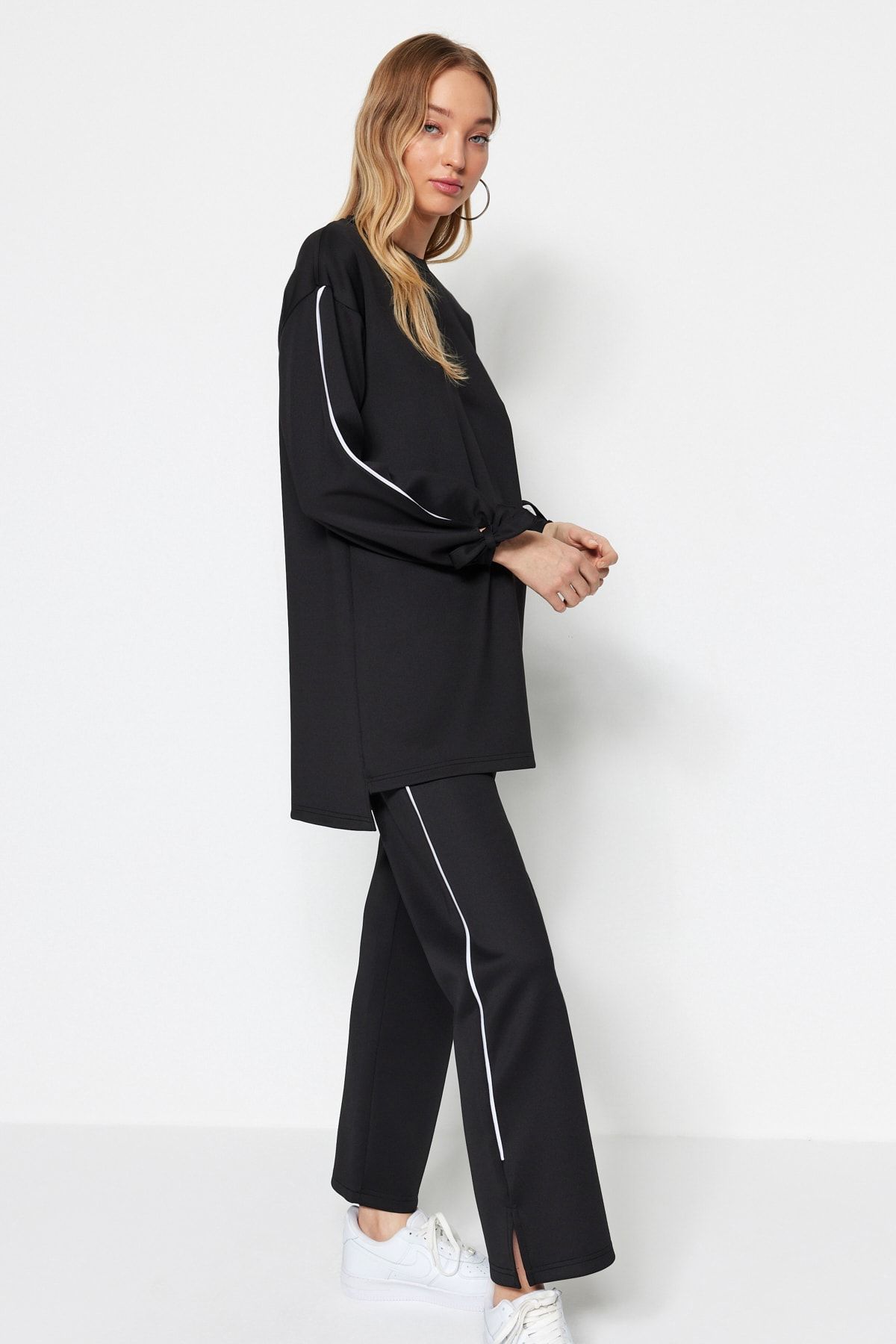 Trendyol Modest Sweatsuit-Set Schwarz Regular Fit