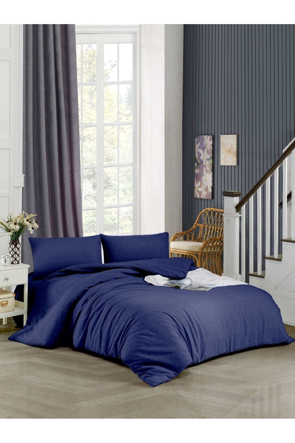 ELY PARKER Battal Boy Nevresim Takımı (200x200 Lastikli Çarşaf+yorgan Kılıfı+yastık Kılıfı)