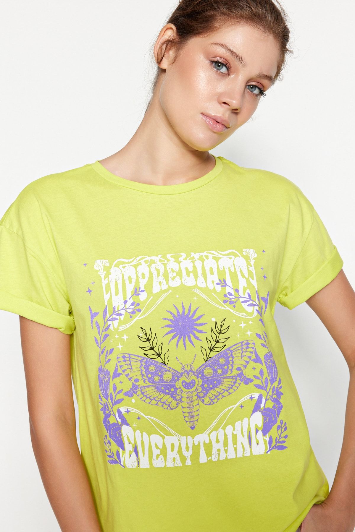 Trendyol Collection T-Shirt Gelb Relaxed Fit