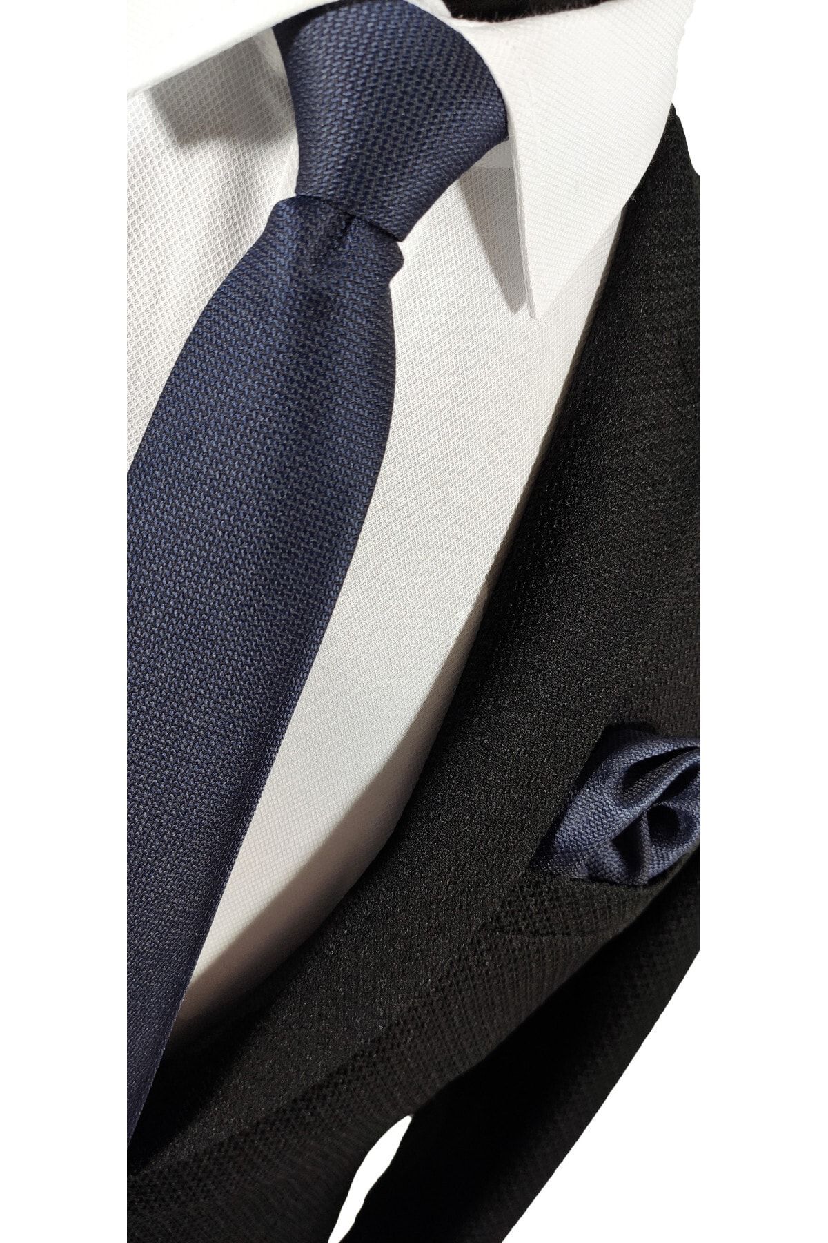 BLC Basic Line Co.-Set of 4 Advantage Tie and Handkerchief in Black, Claret Red, Smoked and Navy Blue Colors 5