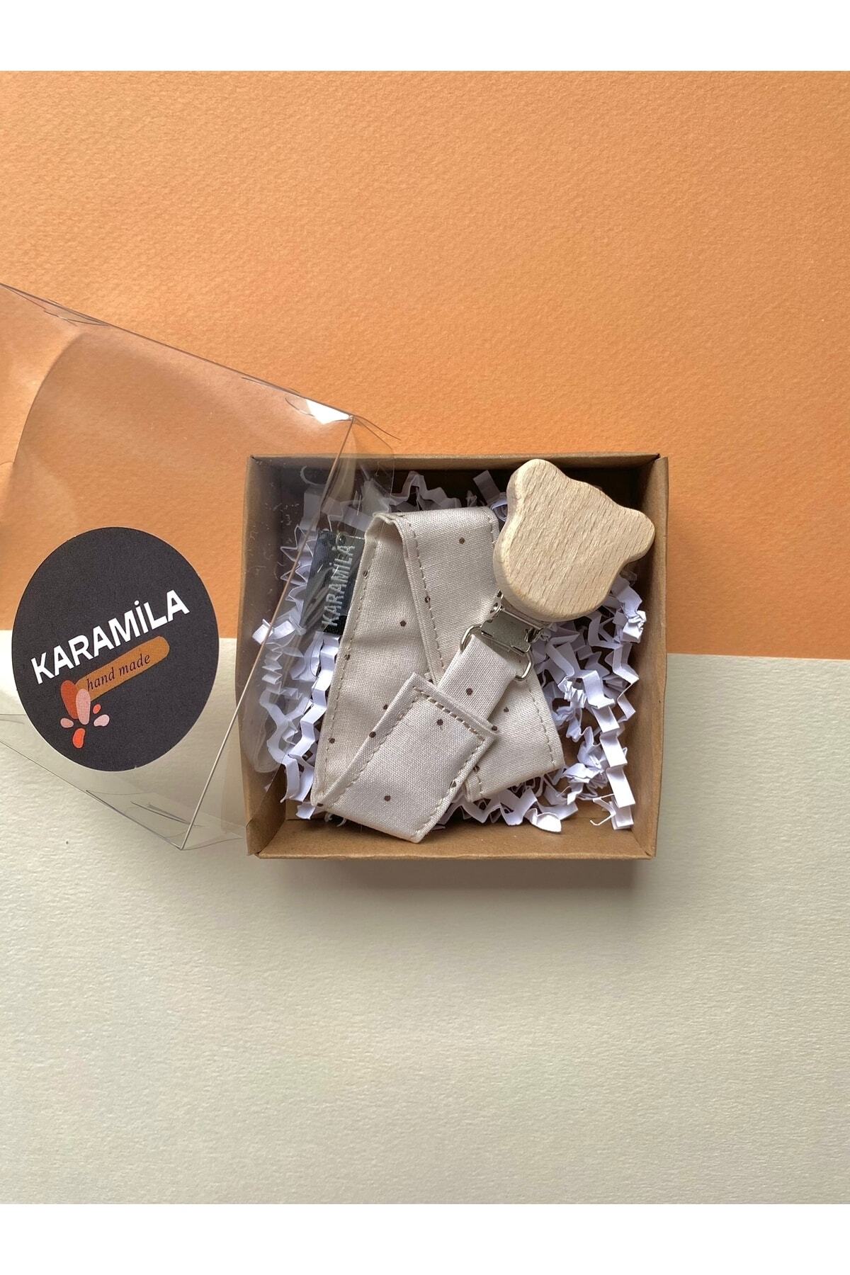 KARAMİLA Ayıcıklı Ahşap Klips Bebek Emzik Askısı - Bebek Emzik Zinciri %100 Pamuk Bebek Hediyelik fotoğrafı 3 (önizleme)