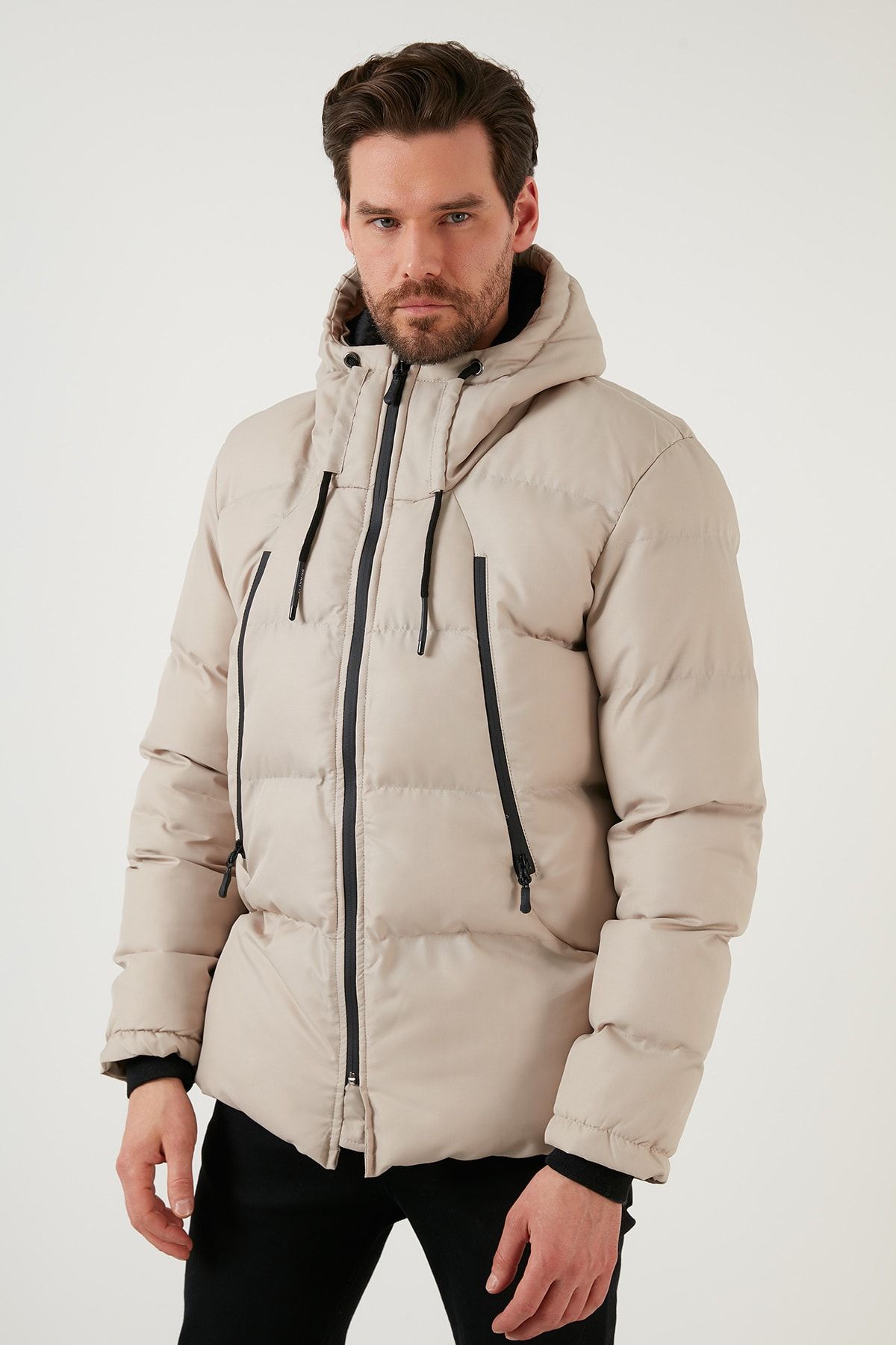 Buratti Fermuar Kapama Slim Fit Kapüşonlu Dik Yaka Erkek MONT 5717101 IB10196