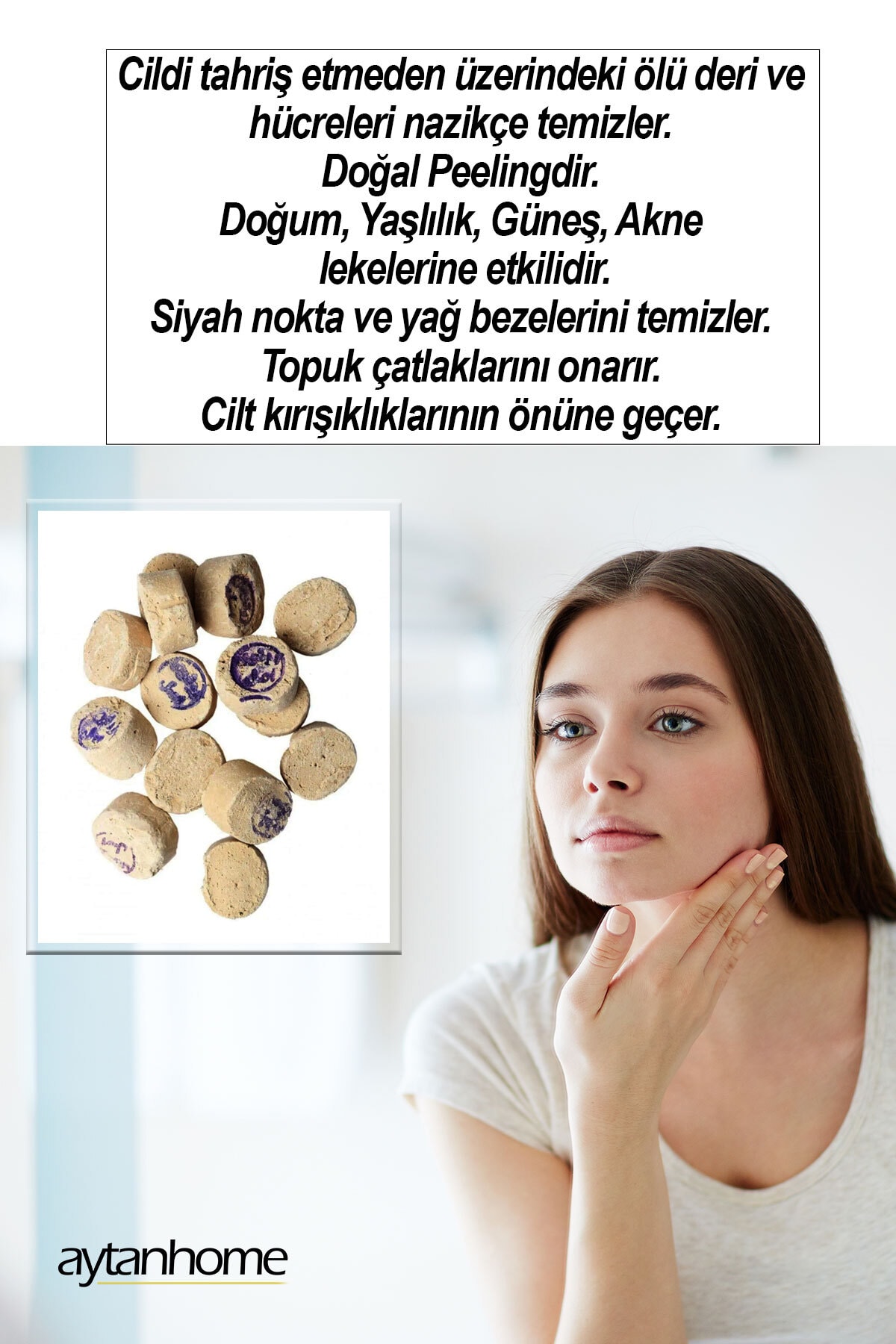 %100 Doğal Mühürlü Iran Ruşur Taşı (6 Adet) Cilt Bakımı Yüz Ve Vücut Peelingi — ruşurtaşı — تصویر 2 از 5