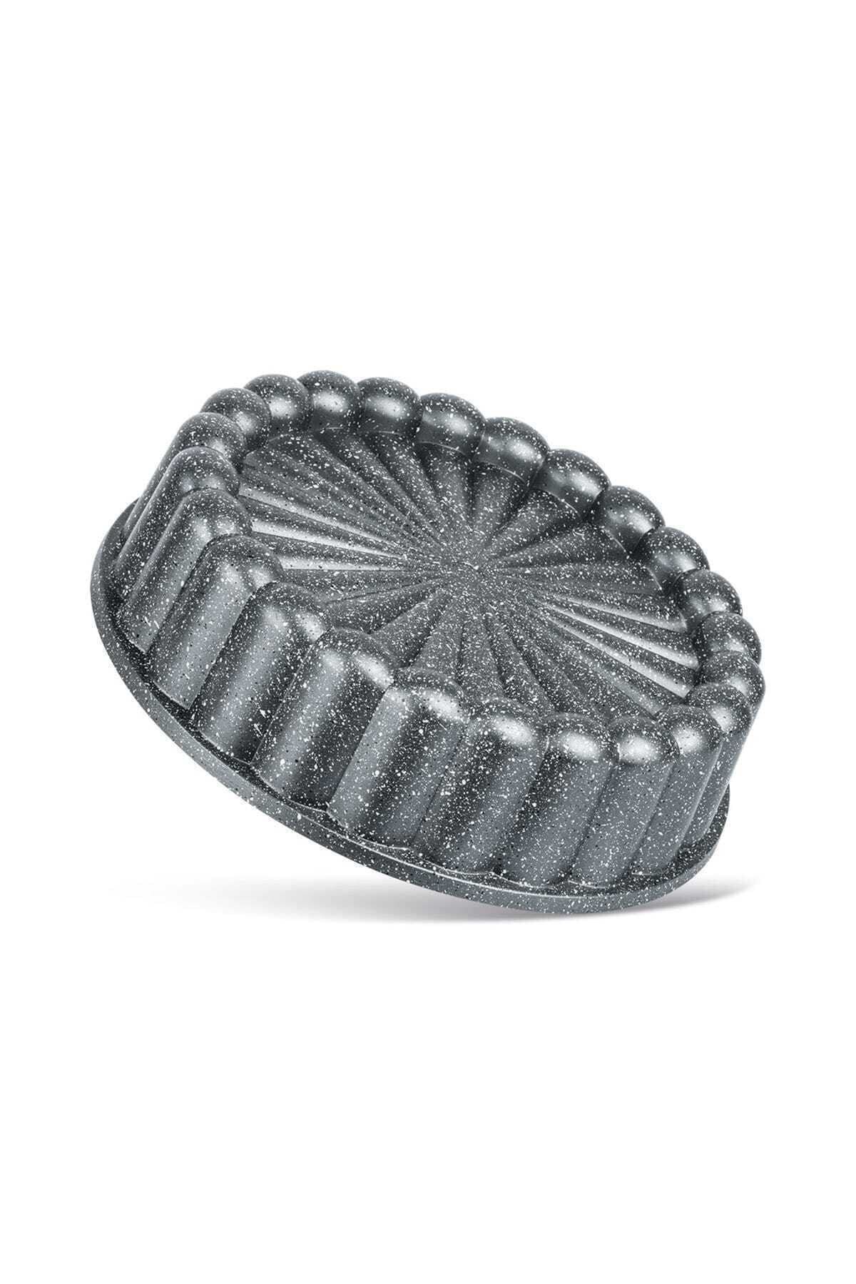 Granit Döküm Tart Kalıbı Gri 26cm Kutulu Dilimli Tart Turta Kalıbı Gri Kutulu