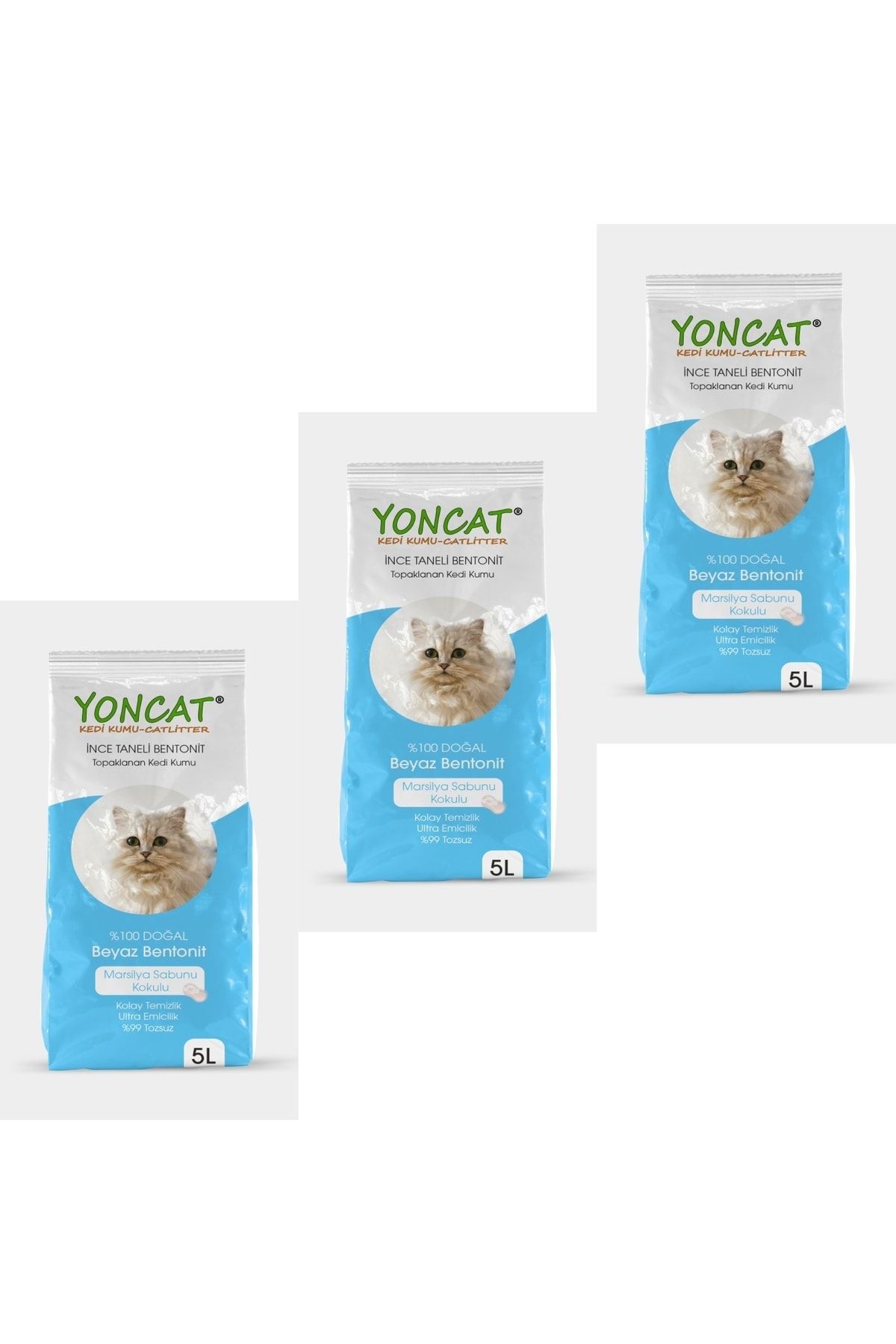 ynctpet Yoncat Marsilya Sabun Kokulu Bentonit Topaklaşan Kedi Kumu 5ltx3adet