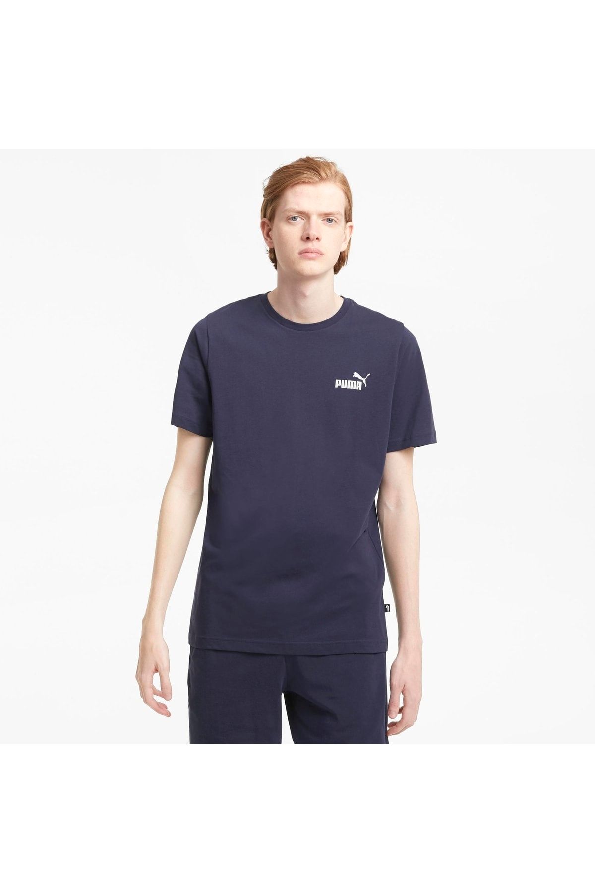 - Logo Navy Men\'s Small Puma Tee T-Shirt Trendyol ESS - Blue