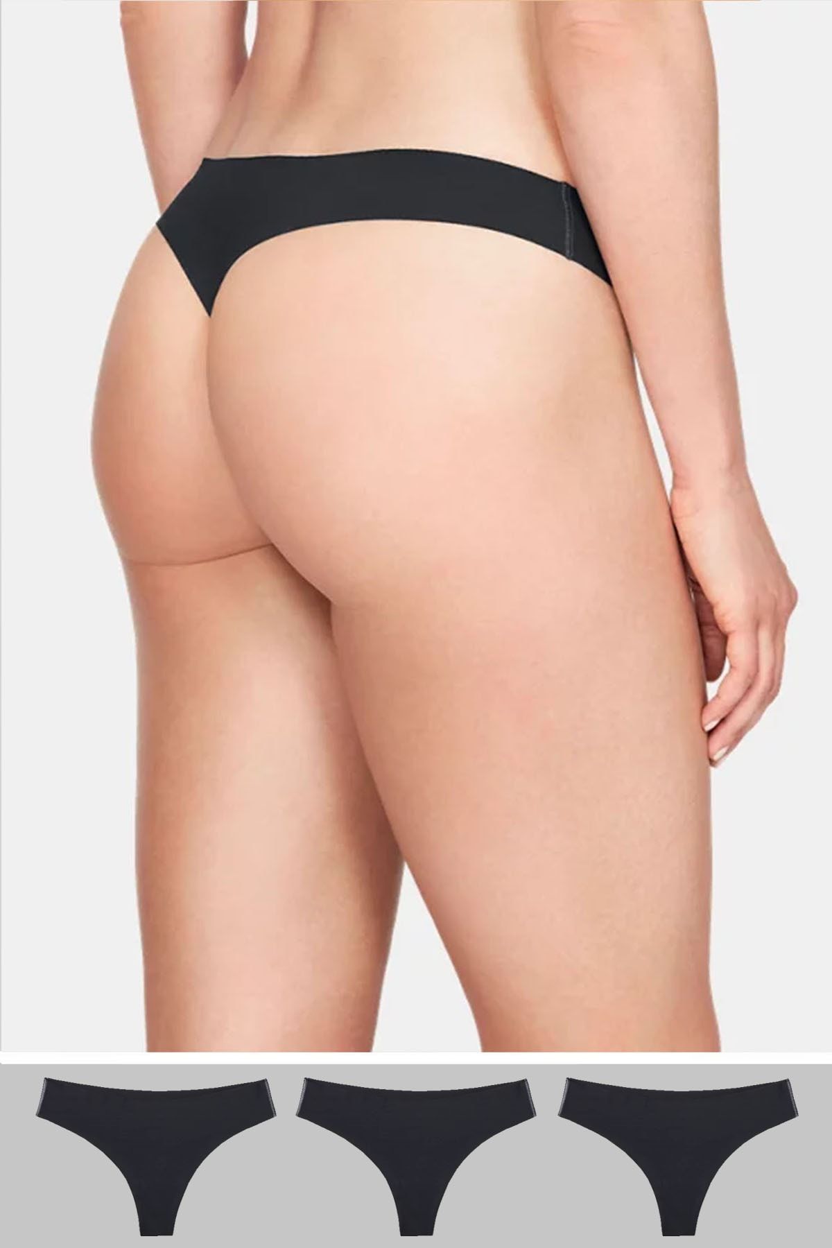 UMFANG Women's Black Laser Cut Thong Panties 3 Pack - Trendyol