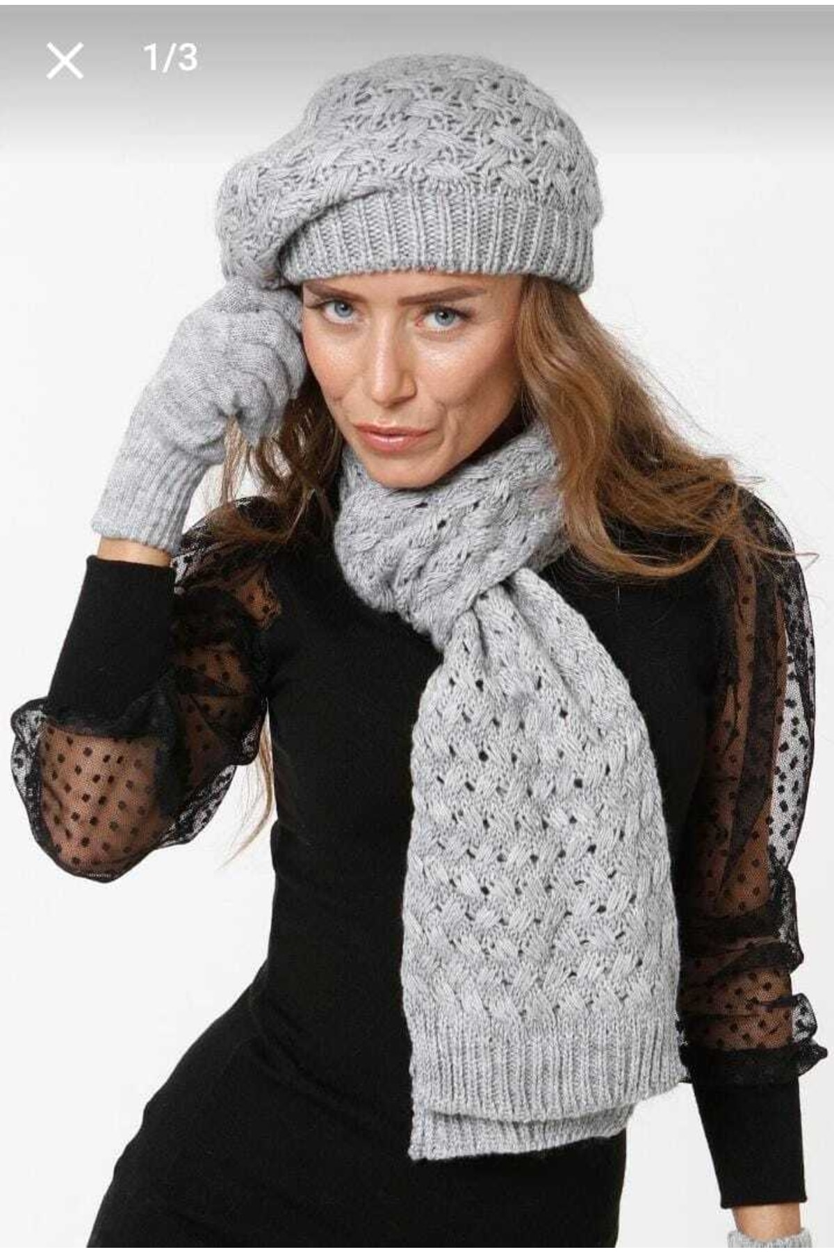 sema aksesuar Yeni Sezon Kadın Ressam Bere - Atkı - Eldiven Takım - 3'lü Set- Öğretmenler Günü Hediyesi