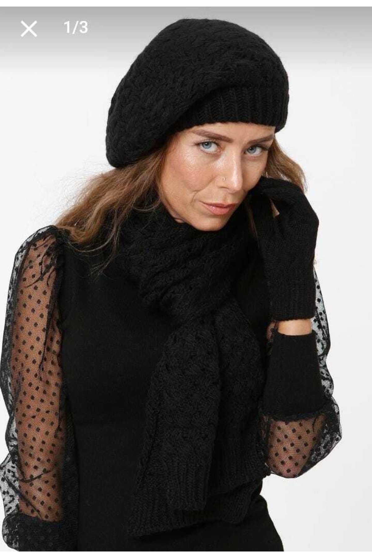 sema aksesuar Yeni Sezon Kadın Ressam Bere - Atkı - Eldiven Takım - 3'lü Set -yeni Yıl Hediyesi