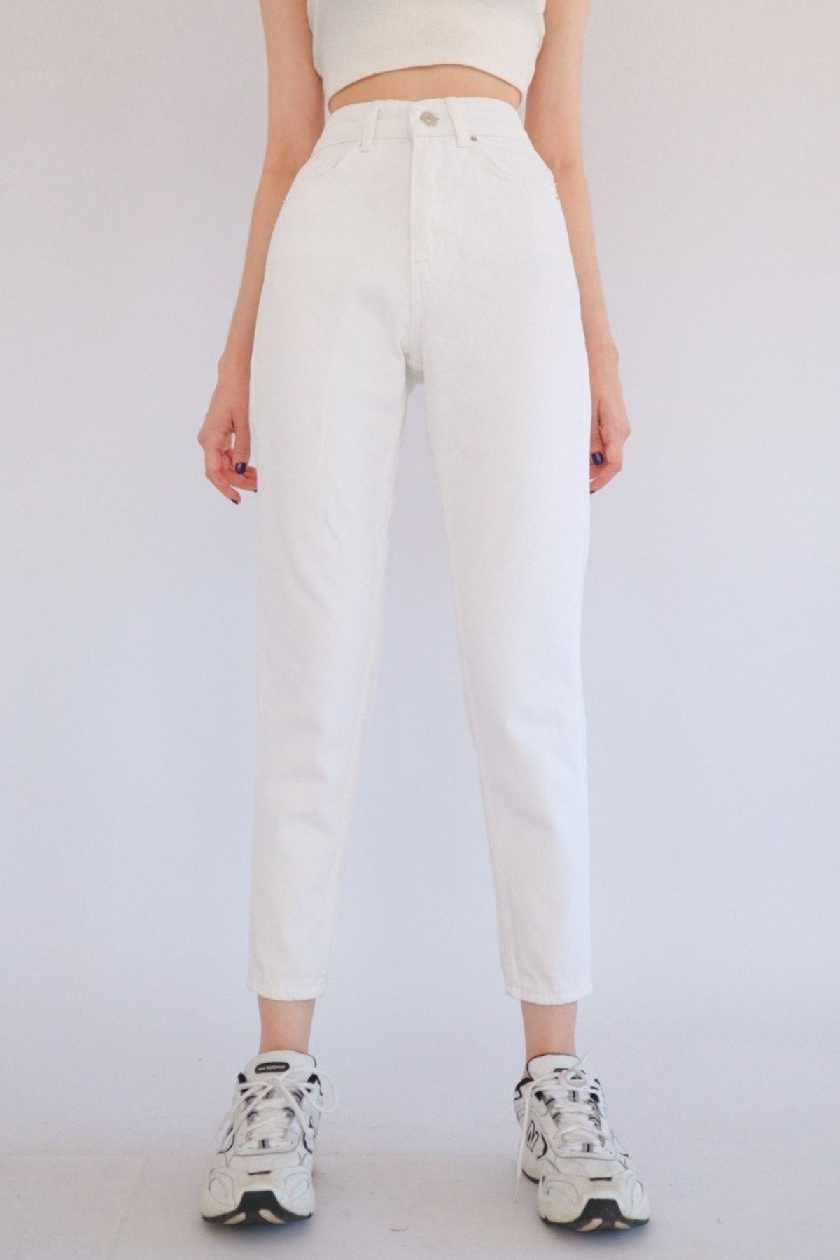 LAM RA Women s White Mom High Waist Flexible Lycra Denim Jeans
