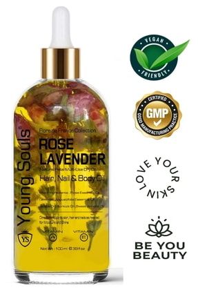 Aromatherapy Rose Lavender Multi Use Oil Gül Lavanta Yüz Saç Tırnak & Vücut Bakım Kuru Yağ 100 Ml YSDRYOIL003