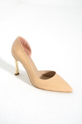 Bej Stiletto, Ten Topuklu Ayakkabı, Ince Topuklu Ayakkabı, Kadın Ayakkabısı 9