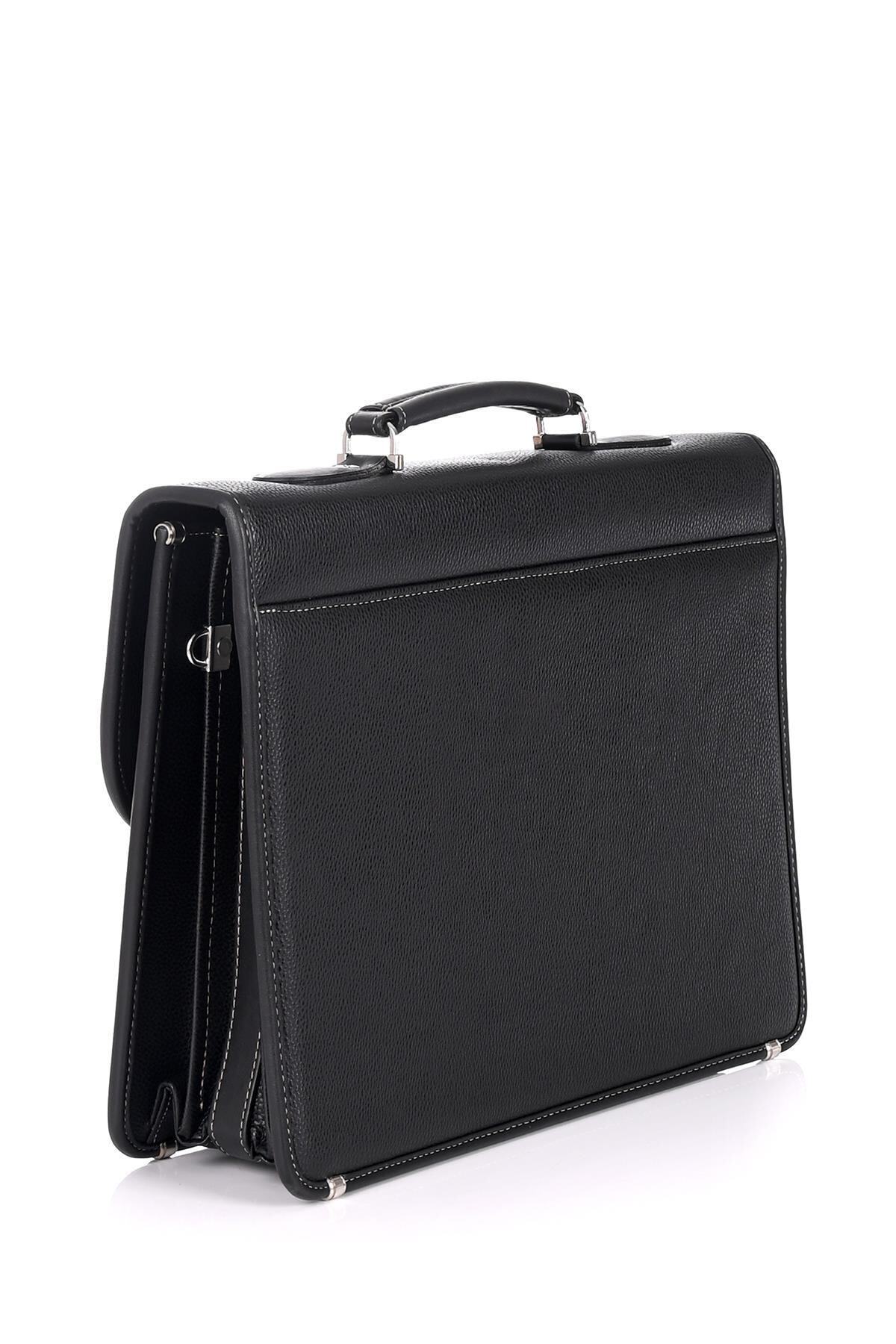 DERİEND  15.6 Inç Laptop Bölmeli A4 Ve Dosya Uyumlu Evrak Çantası Siyah - Görsel 4