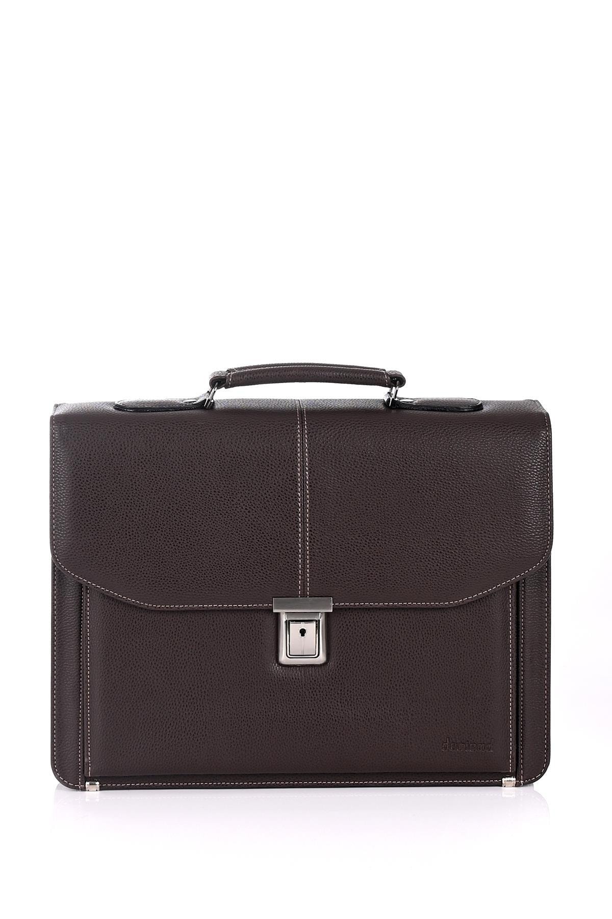 DERİEND  2010 15.6 Inç Laptop Bölmeli A4 Ve Dosya Uyumlu Evrak Çantası Kahverengi