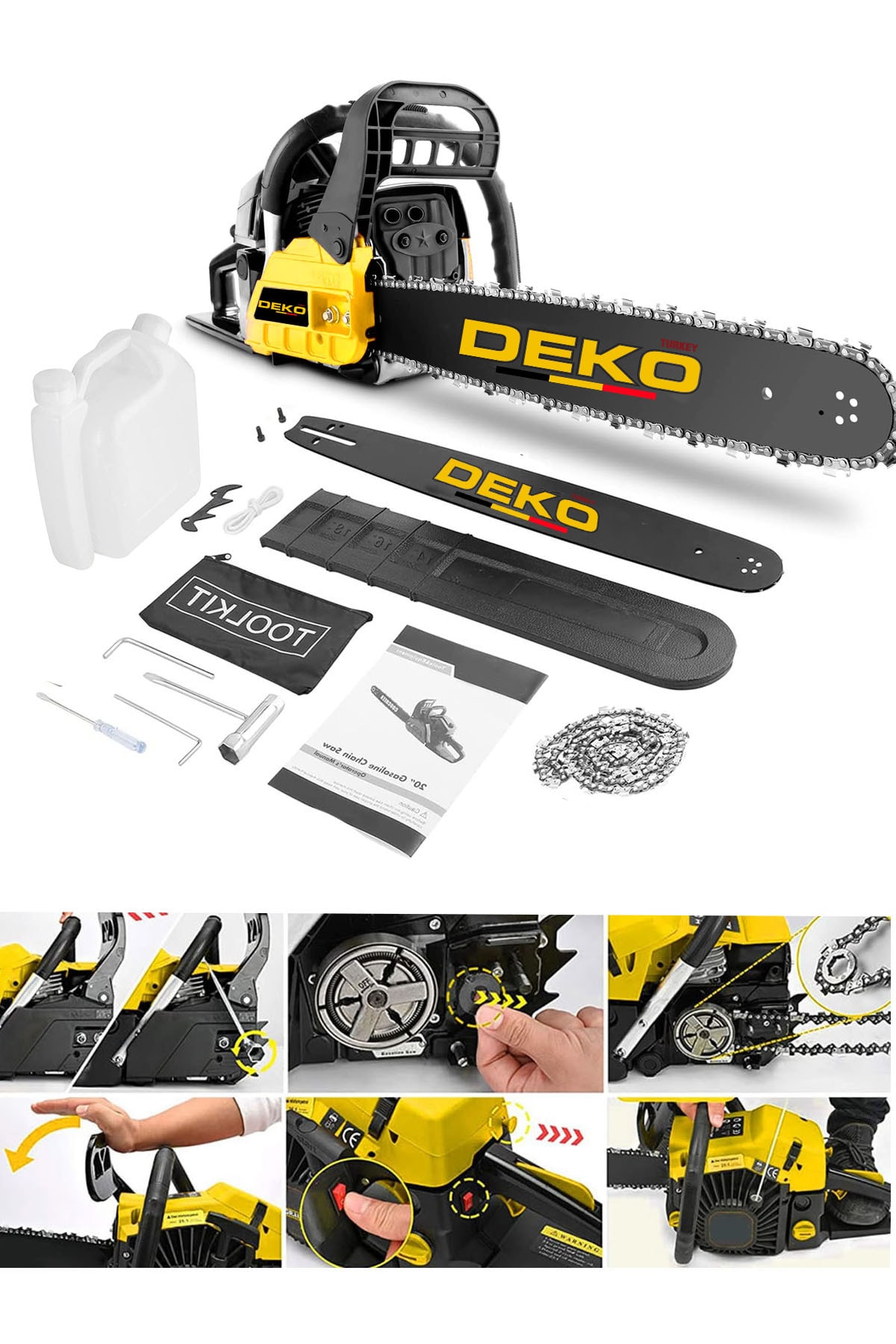 DEKO Turkey Dkt9500x Benzinli Ağaç Motorlu Testere Magnezyum Karter 50 cm Pala Orman Motoru