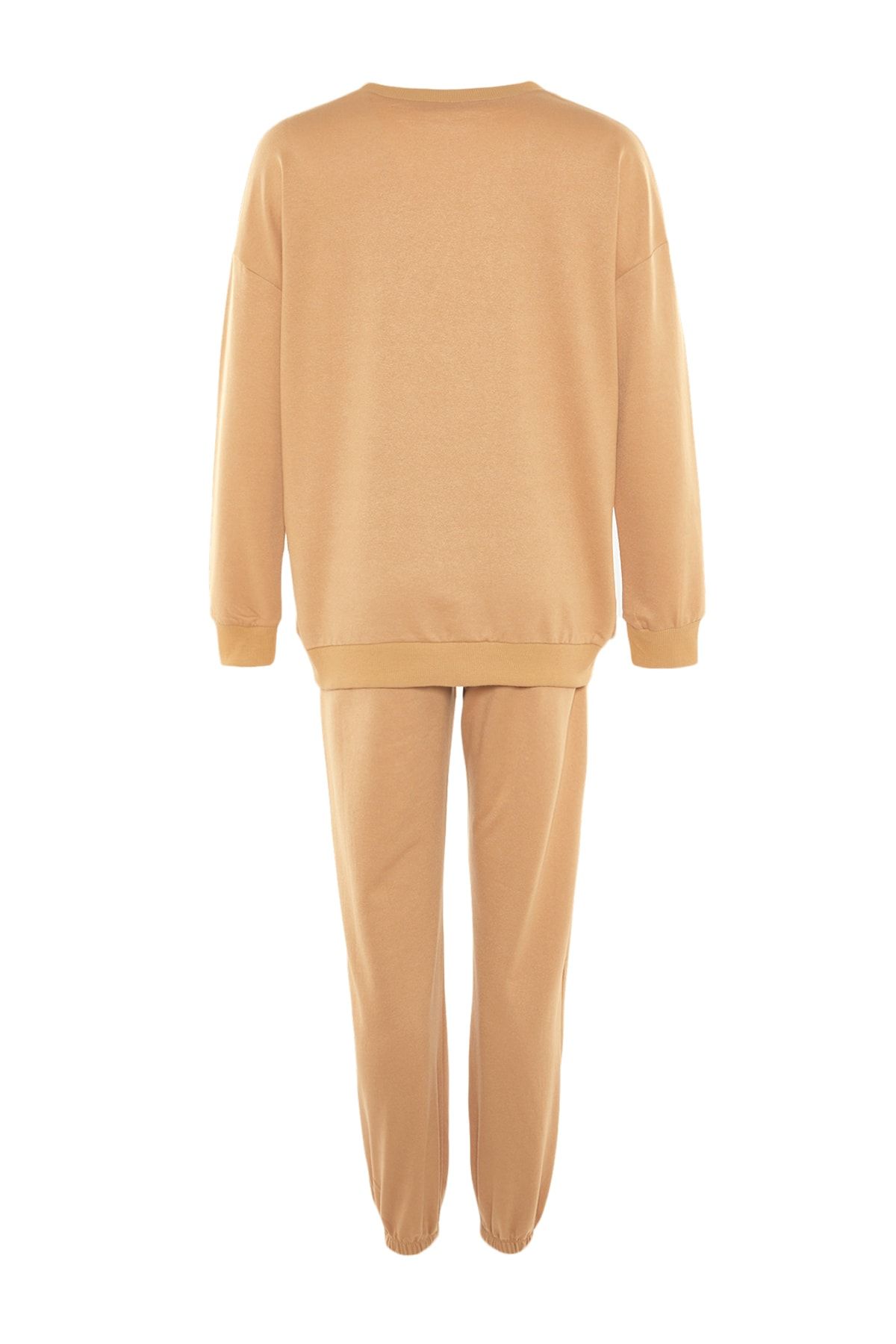 TRENDYOLMİLLA Camel Nakışlı Örme Pijama Takımı THMAW23EM00005 SN9035