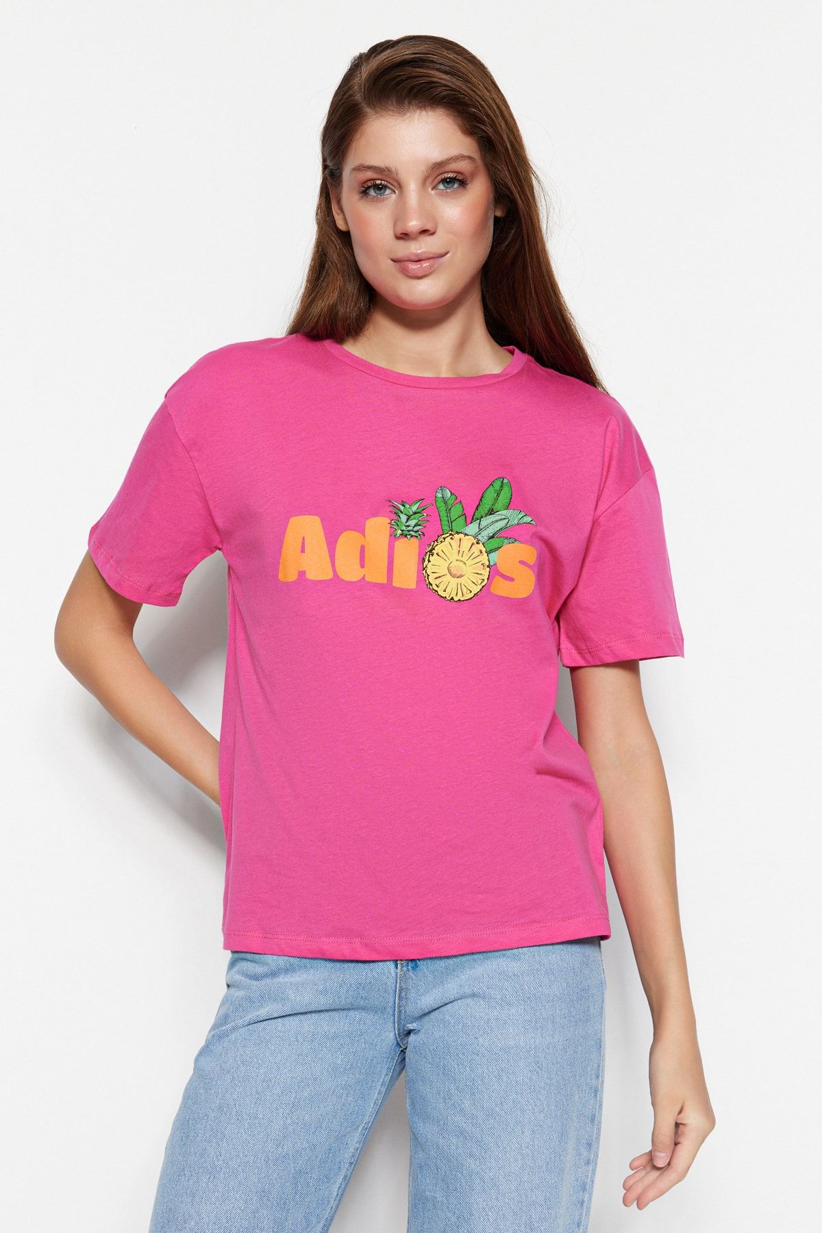 Trendyol Collection T-Shirt Rosa Relaxed Fit