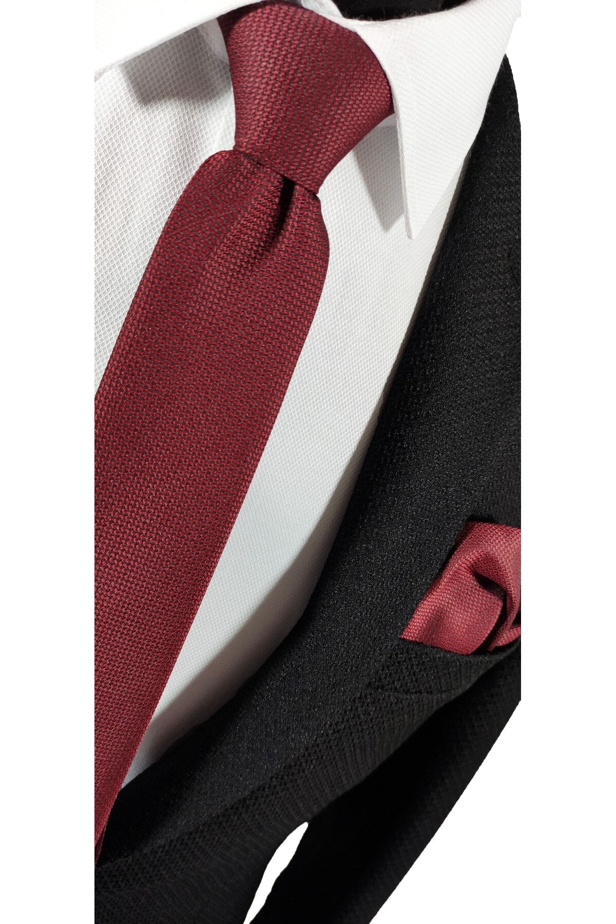 BLC Basic Line Co.-Set of 4 Advantage Tie and Handkerchief in Black, Claret Red, Smoked and Navy Blue Colors 3