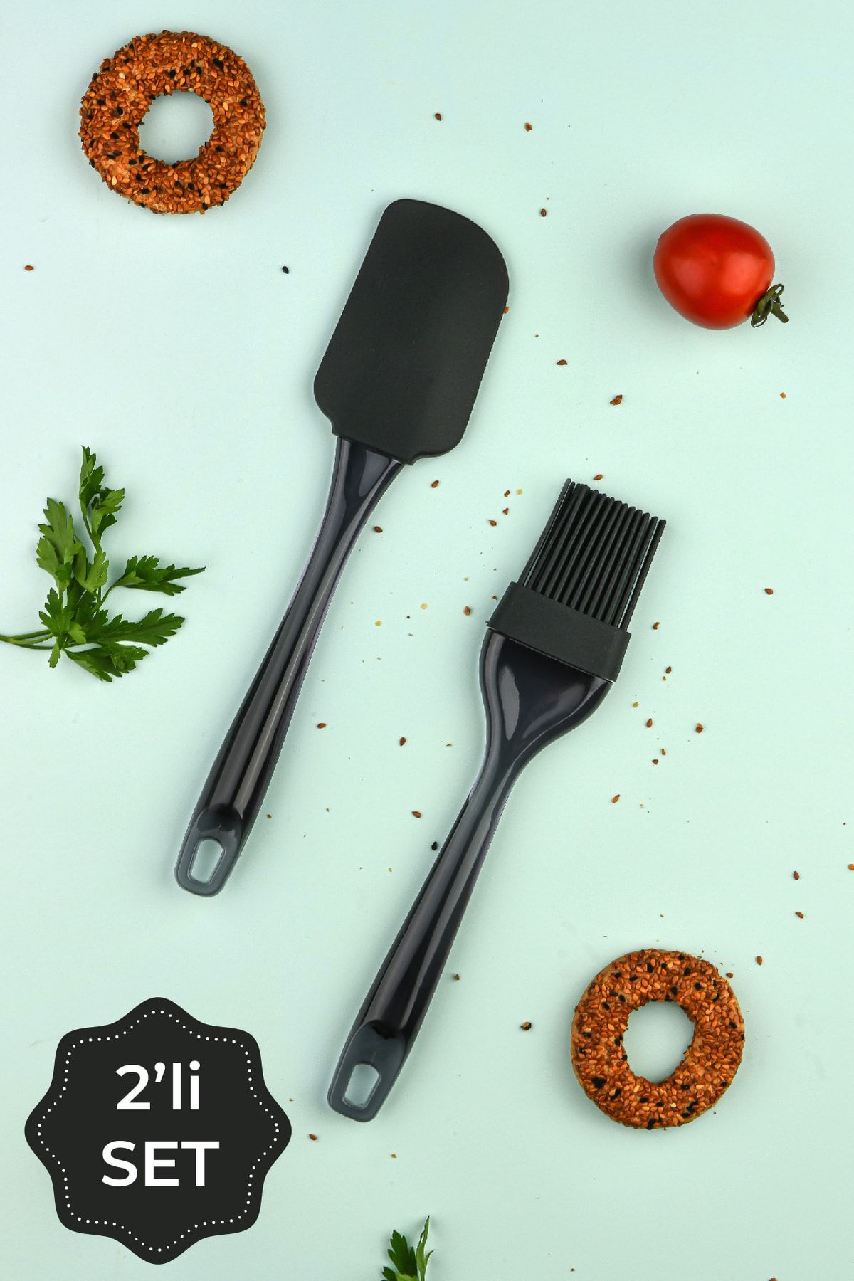 Силиконовая кисть Vienev Maxi и силиконовая лопатка черного цвета SPATULAFIRCA