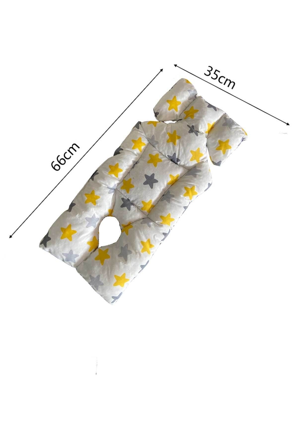 RevuBaby Bebek Arabası Puset Minderi Puset Pedi Ana Kucağı Minderi Sarı Yıldız fotoğrafı 2 (önizleme)