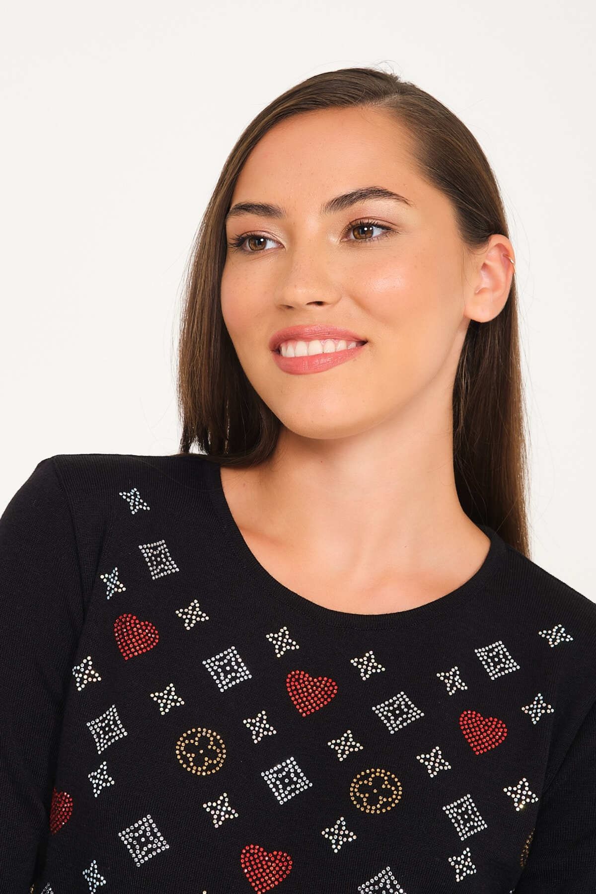 Solo-Women's Rhinestone Sweater 5