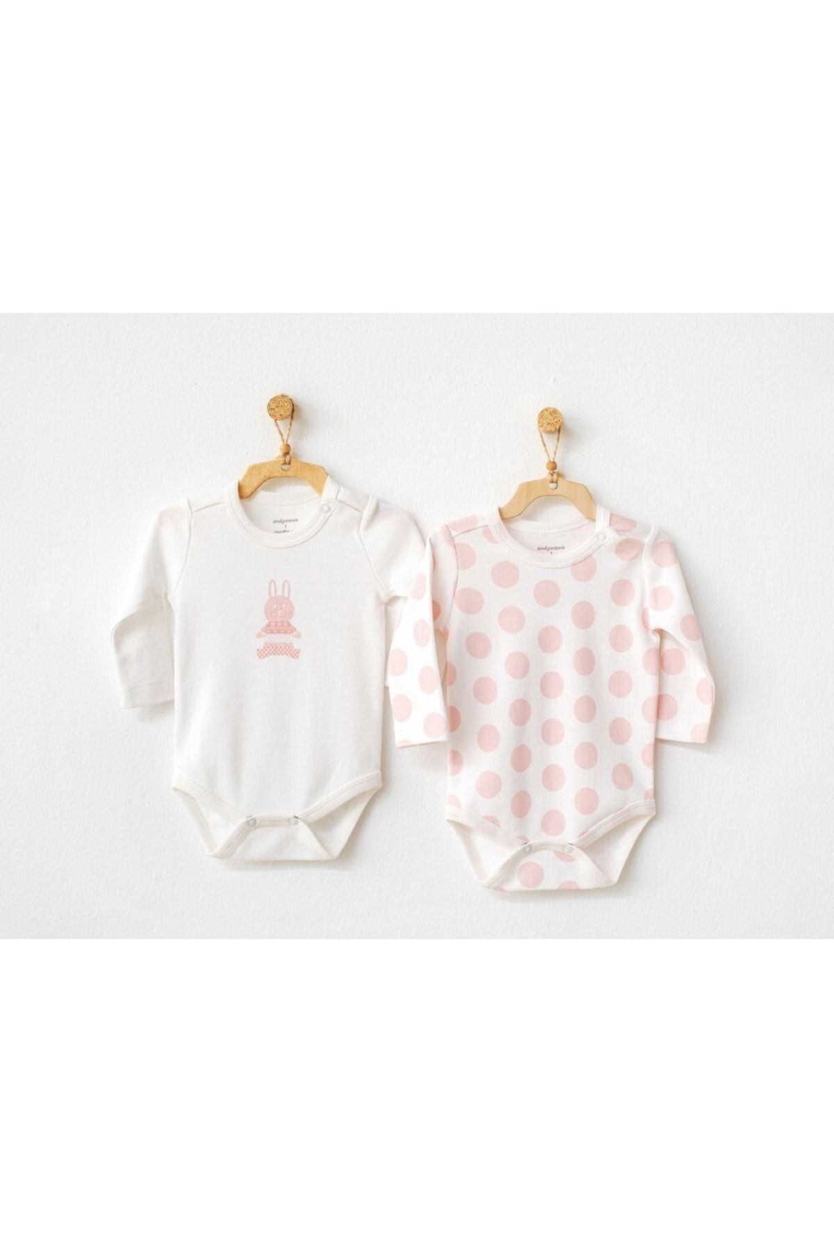 andywawa Ac21146r Polka Dot 2li Bebek Body Pink