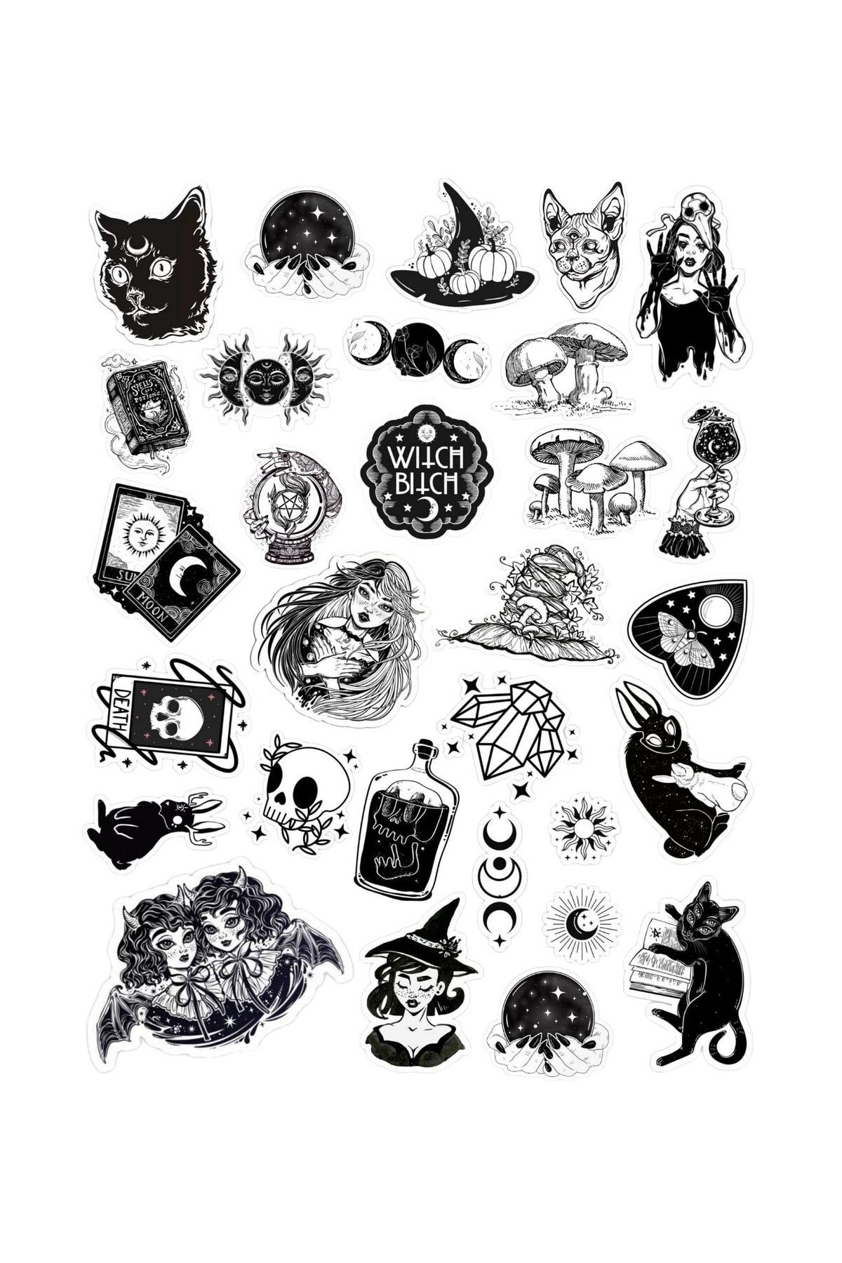 Ororabutik Set of 30 Gothic Witcher Grunge Stickers