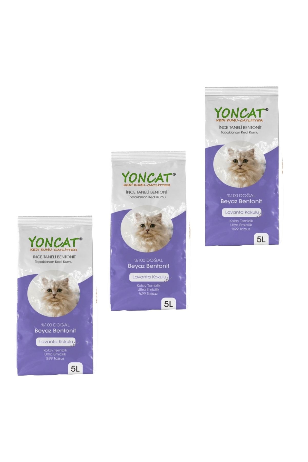 ynctpet Yoncat Lavanta Kokulu Bentonit Topaklaşan Kedi Kumu 5ltx3adet