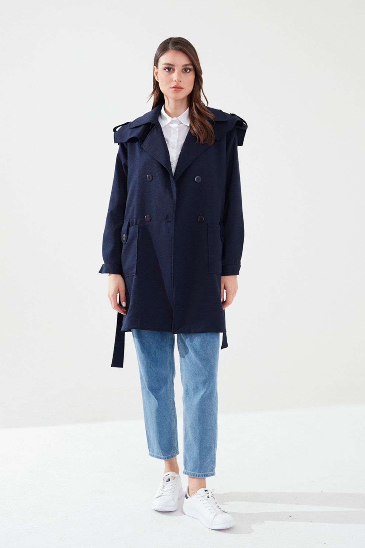 Zara navy store blue trench coat