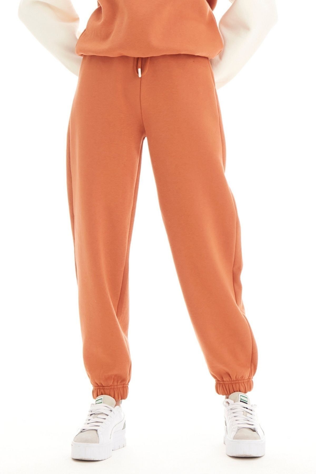 its basic Women s Brown Color Three Thread Raised Jogger Fit