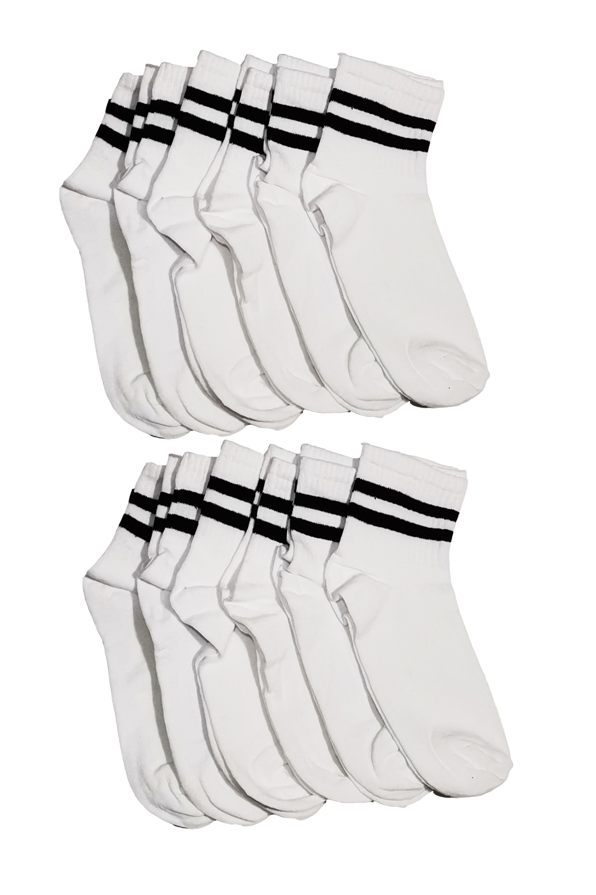 EMSE Tic 3 Çift Beyaz Çizgili Sporcu Çorabı