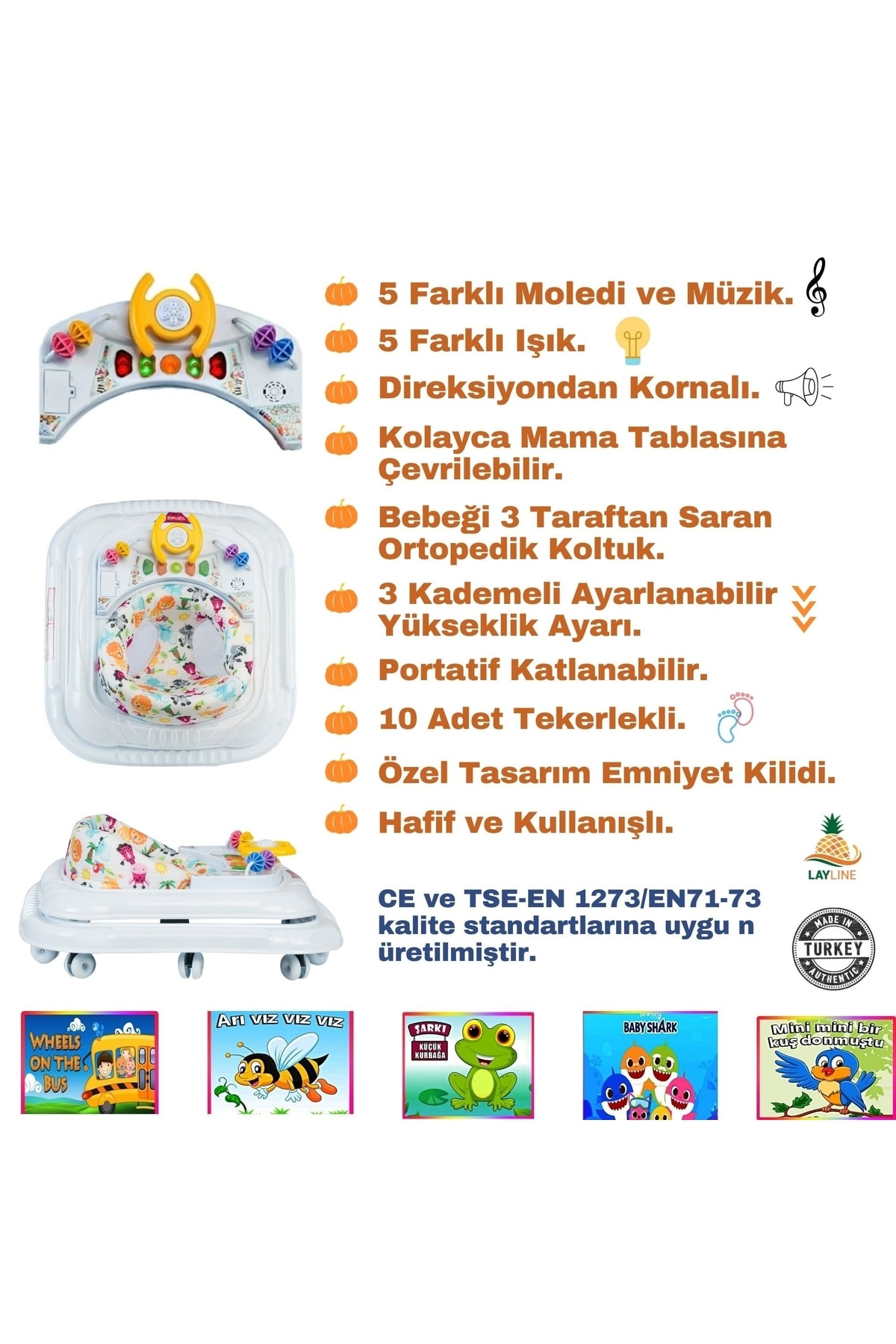 Genel Markalar Beş Farklı Müzikli Ve Işıklı Yürüteç Bebek Için Ilk Adım Yürüteç Örümcek fotoğrafı 2 (önizleme)