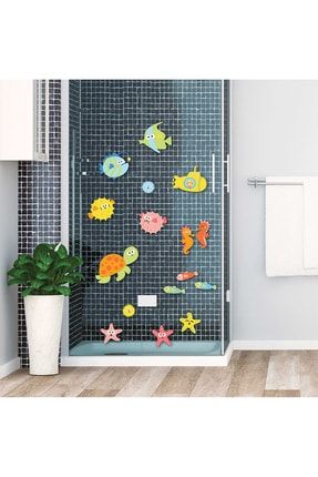 Deniz Canlıları Duvar Sticker, Sualtı Dünyası Banyo Seti, Bebek Ve Çocuk Odası Duvar Dekorasyonu S035