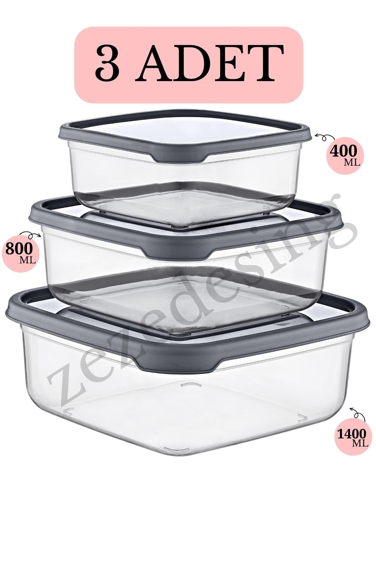 zezedesing-Set of 3 Embox Square Food Storage Container (anthracite) 400ml-800ml-1400ml 2