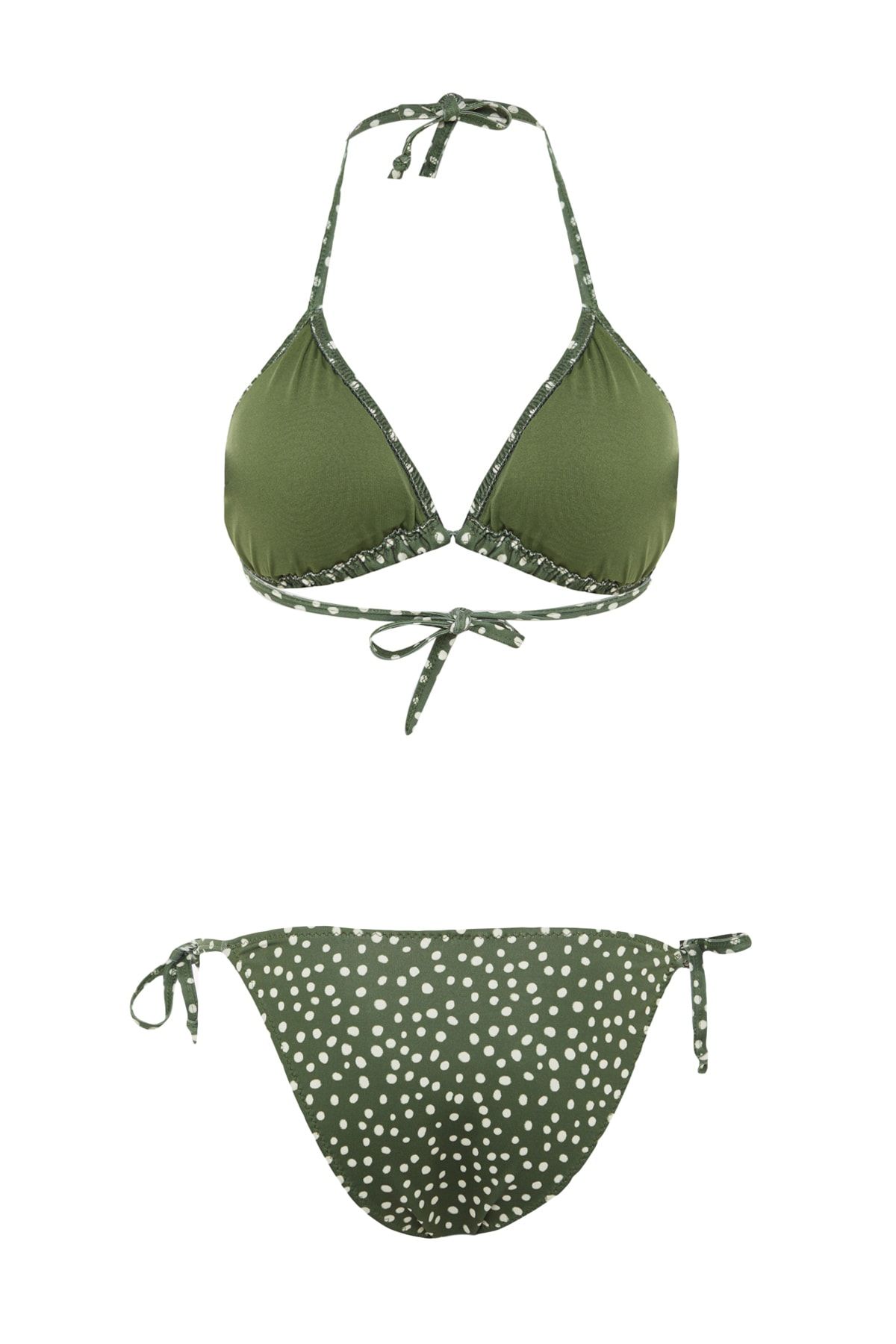 Trendyol Collection-Polka Dot Triangle Tied Bikini Set TBESS23BT00005 8