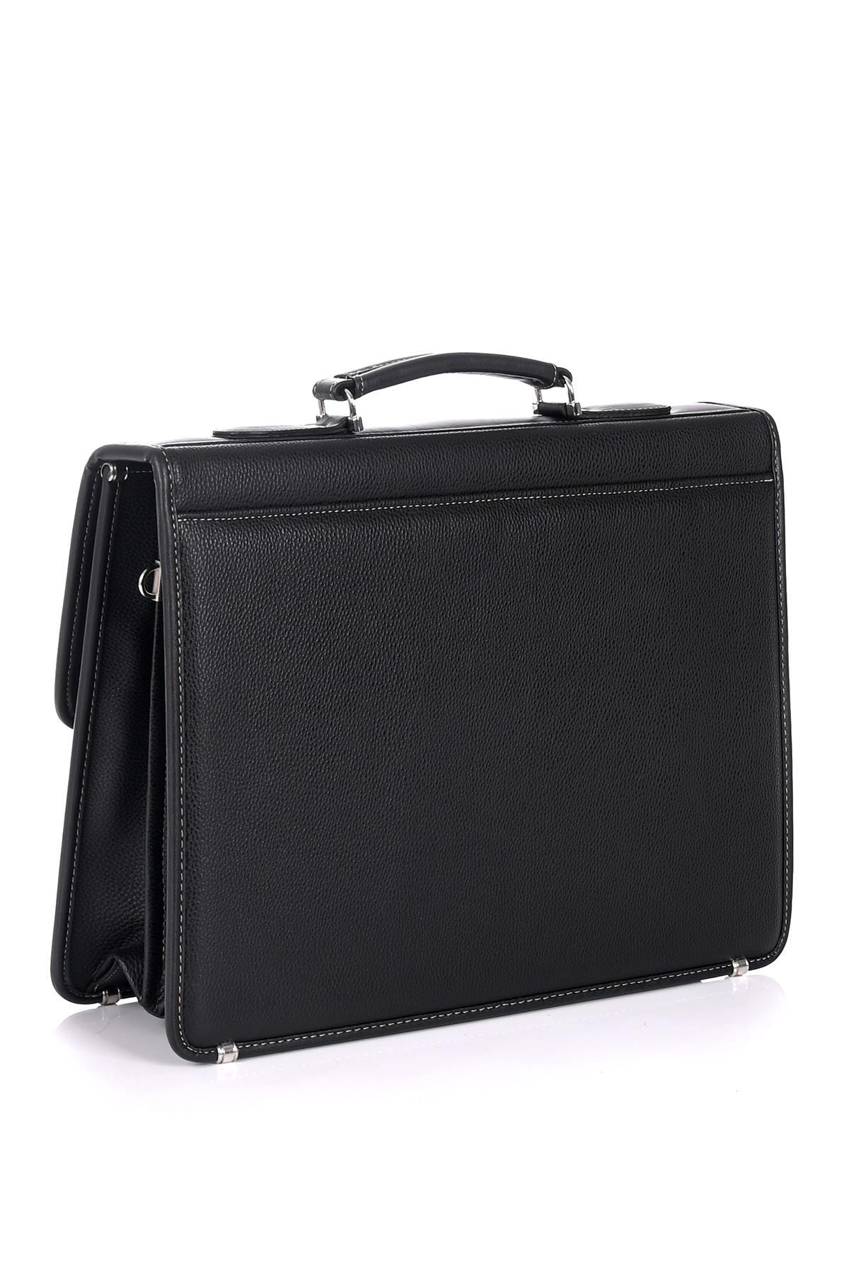 DERİEND  15.6 Inç Laptop Bölmeli A4 Ve Dosya Uyumlu Evrak Çantası Siyah - Görsel 4