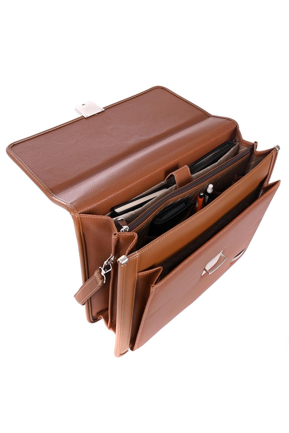 DERİEND  15.6 Inç Laptop Bölmeli A4 Ve Dosya Uyumlu Evrak Çantası Taba - Görsel 7