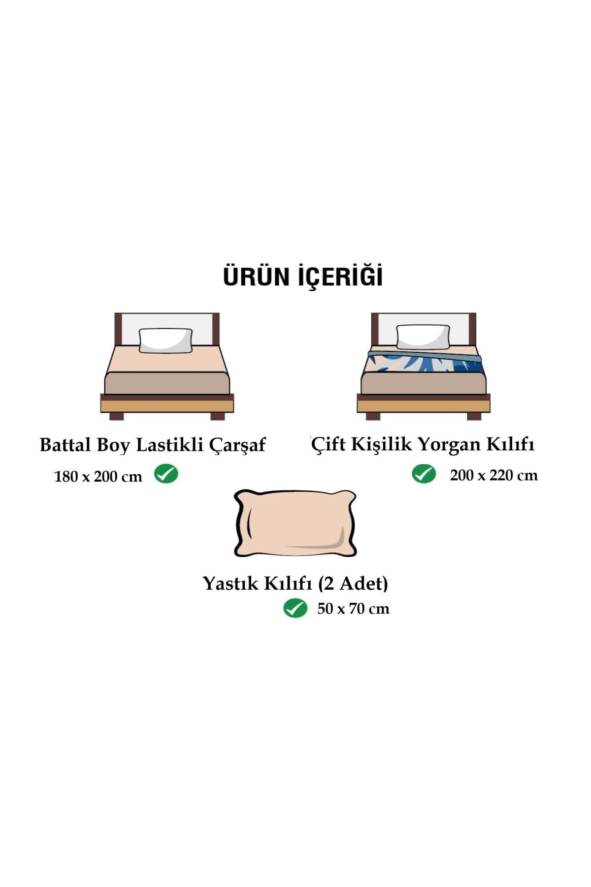 ELY PARKER Battal Boy Nevresim Takımı (180x200 Lastikli Çarşaf+yorgan Kılıfı+yastık Kılıfı) 2