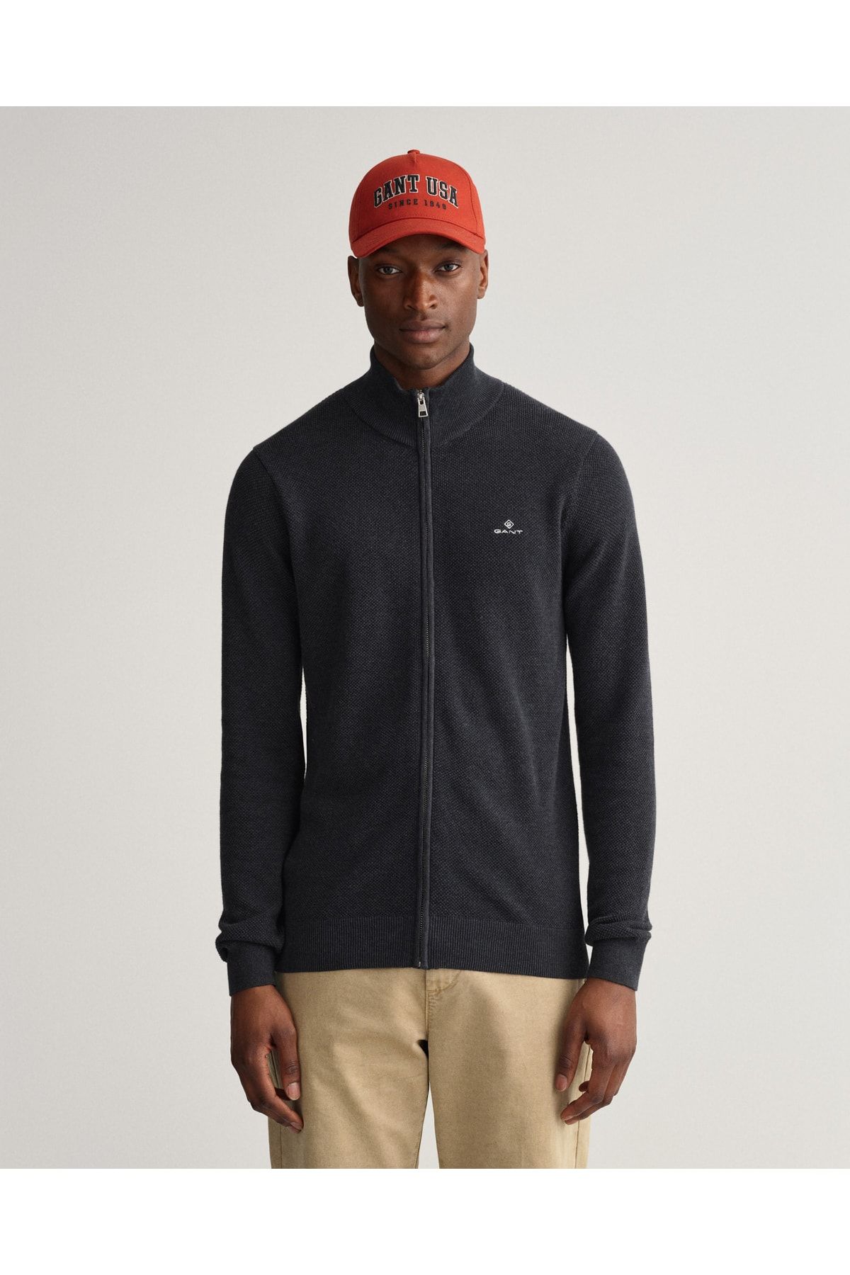Gant Erkek Gri Regular Fit Fermuarlı Hırka