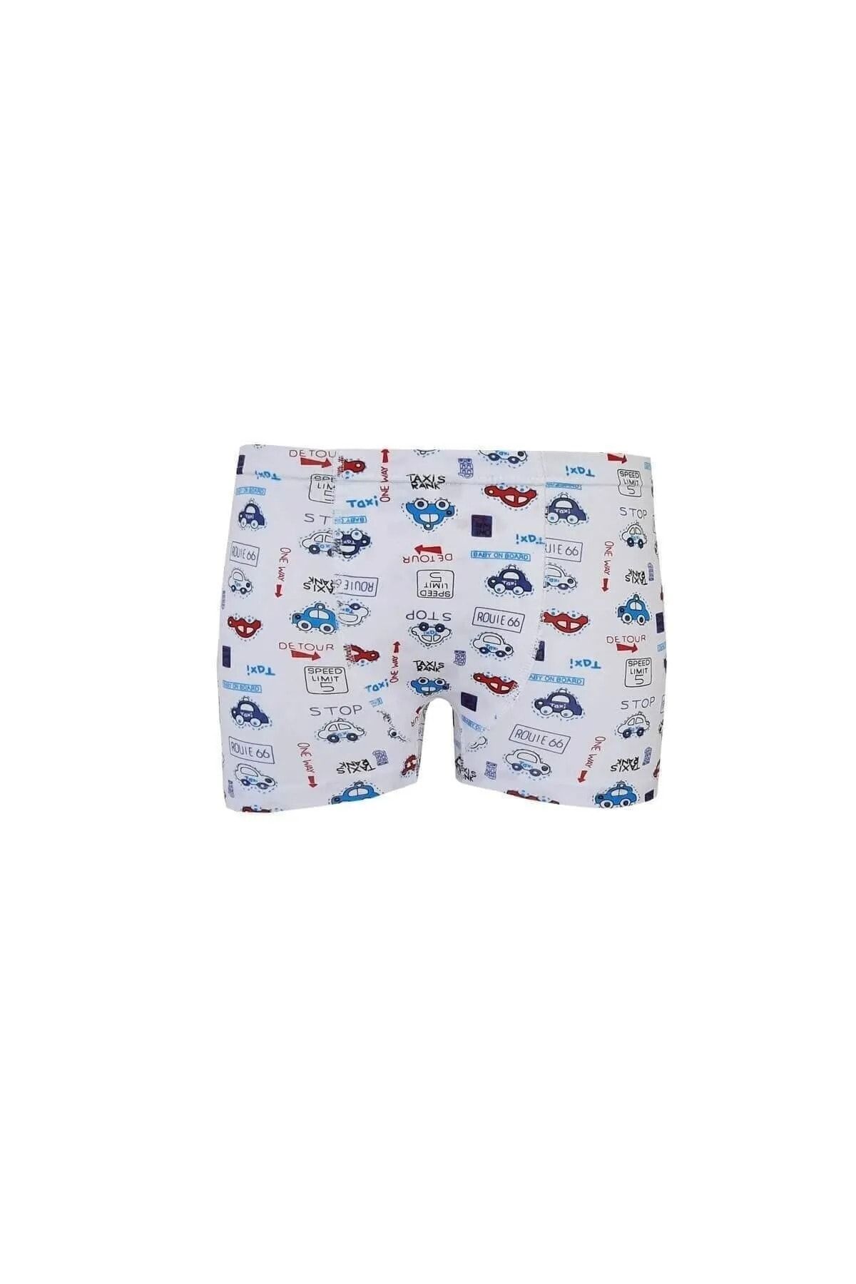 Tutku-Boy's Colorful Elastane Printed Boxer Set of 3 5