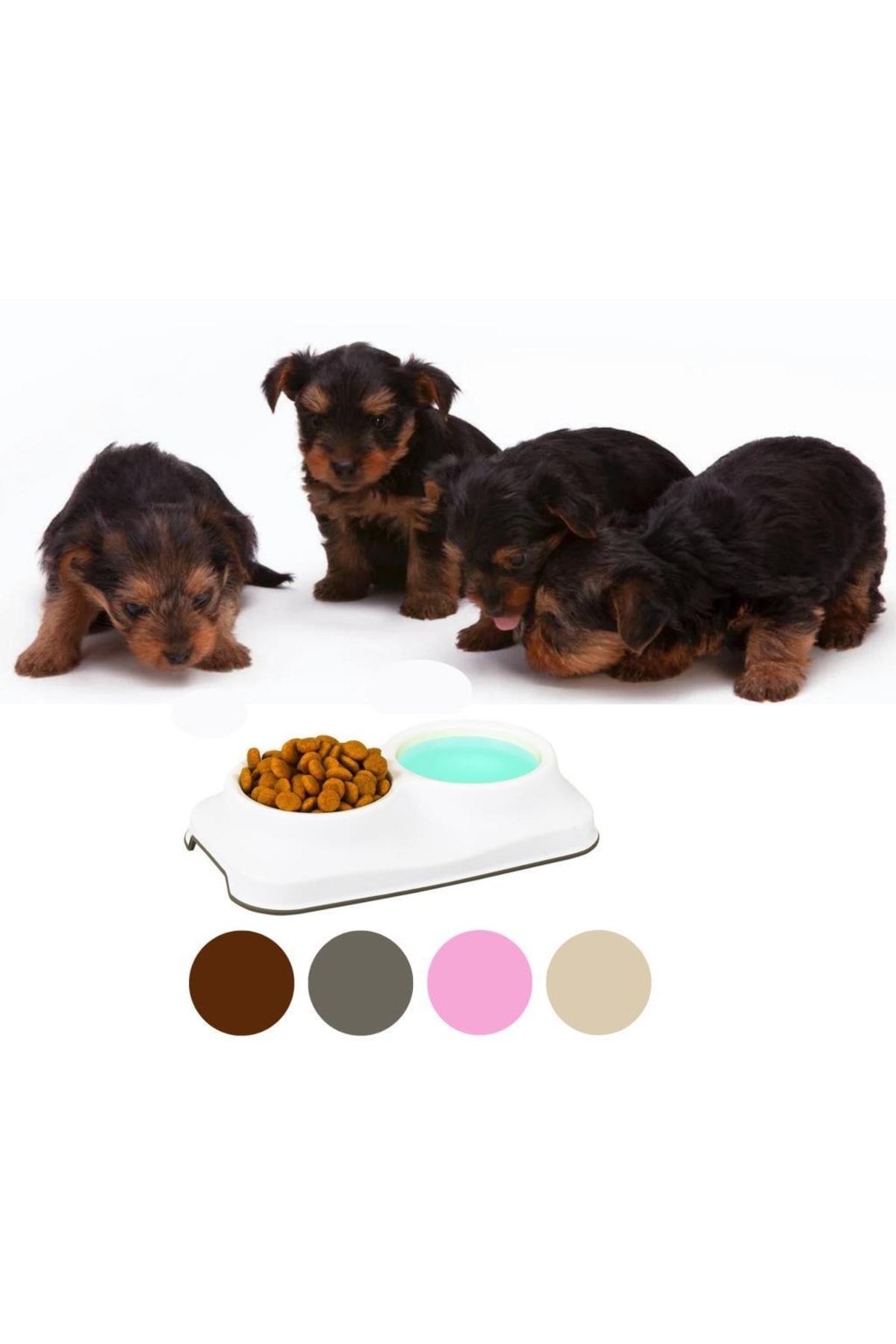 Flosoft Ikili Kedi Köpek Mama Ve Su Kabı 350+350ml